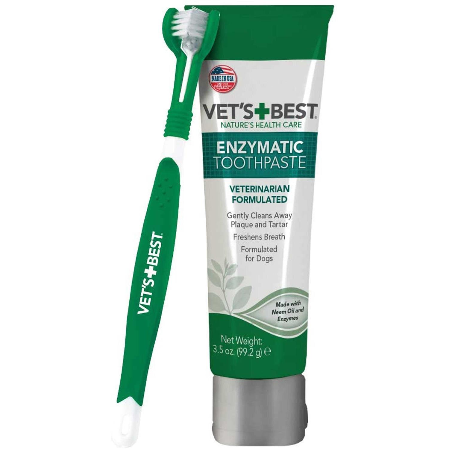 Vet’s Best Enzymatic Toothpaste and Toothbrush Dog Dental Care Kit - Healthber