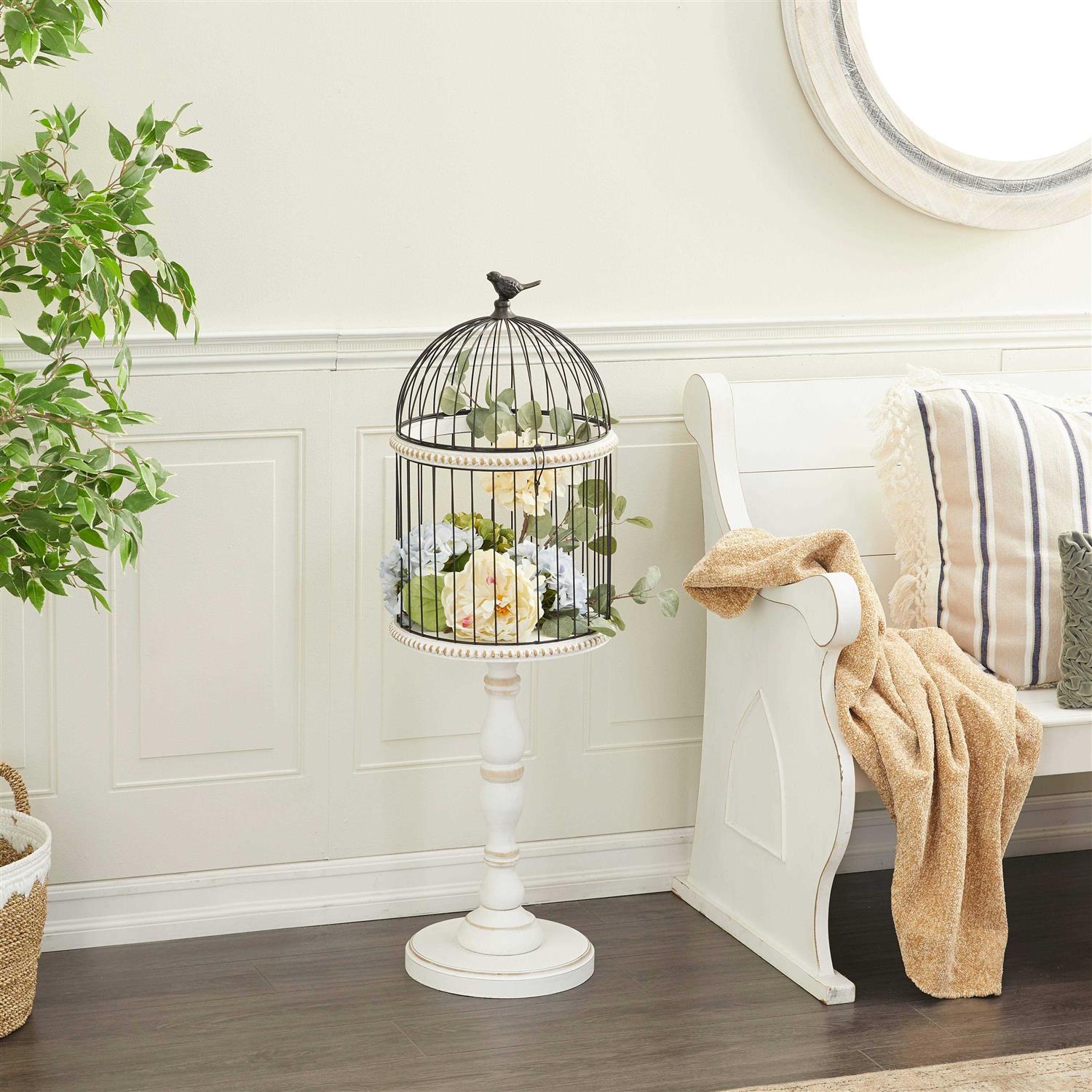 zph5263 White Wood Farmhouse Birdcage - Healthber