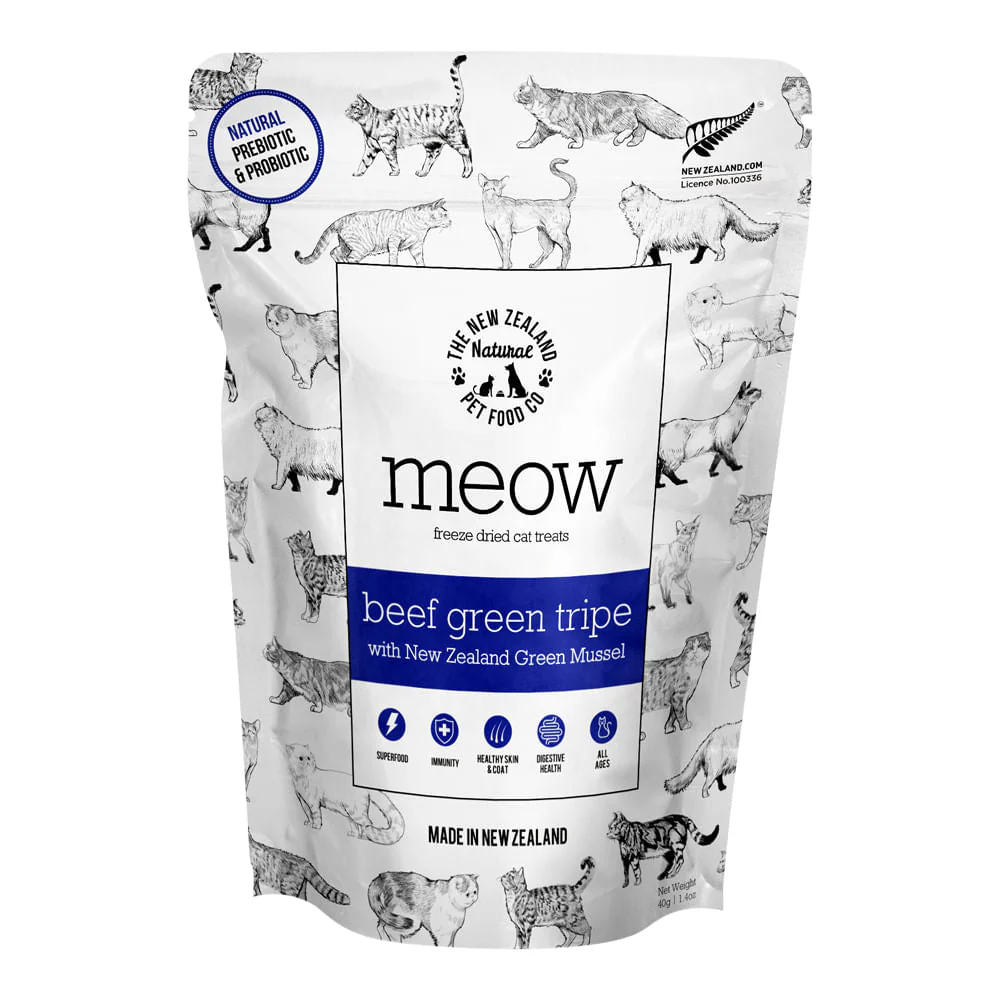Meow Beef Green Tripe Freeze Dried Treats, 1.4 oz - Healthber
