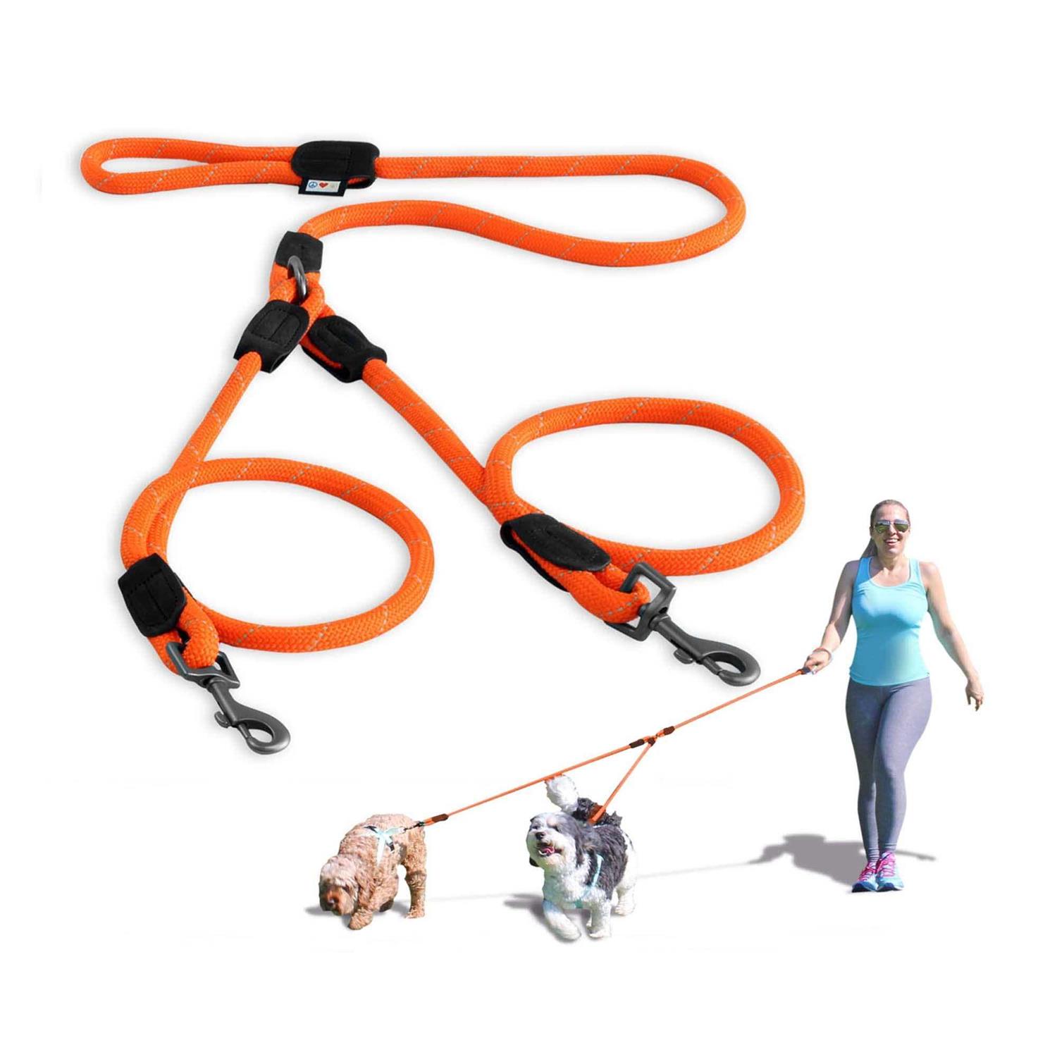 Pawtitas 2 Dog Reflective Rope Dog Leash - Healthber
