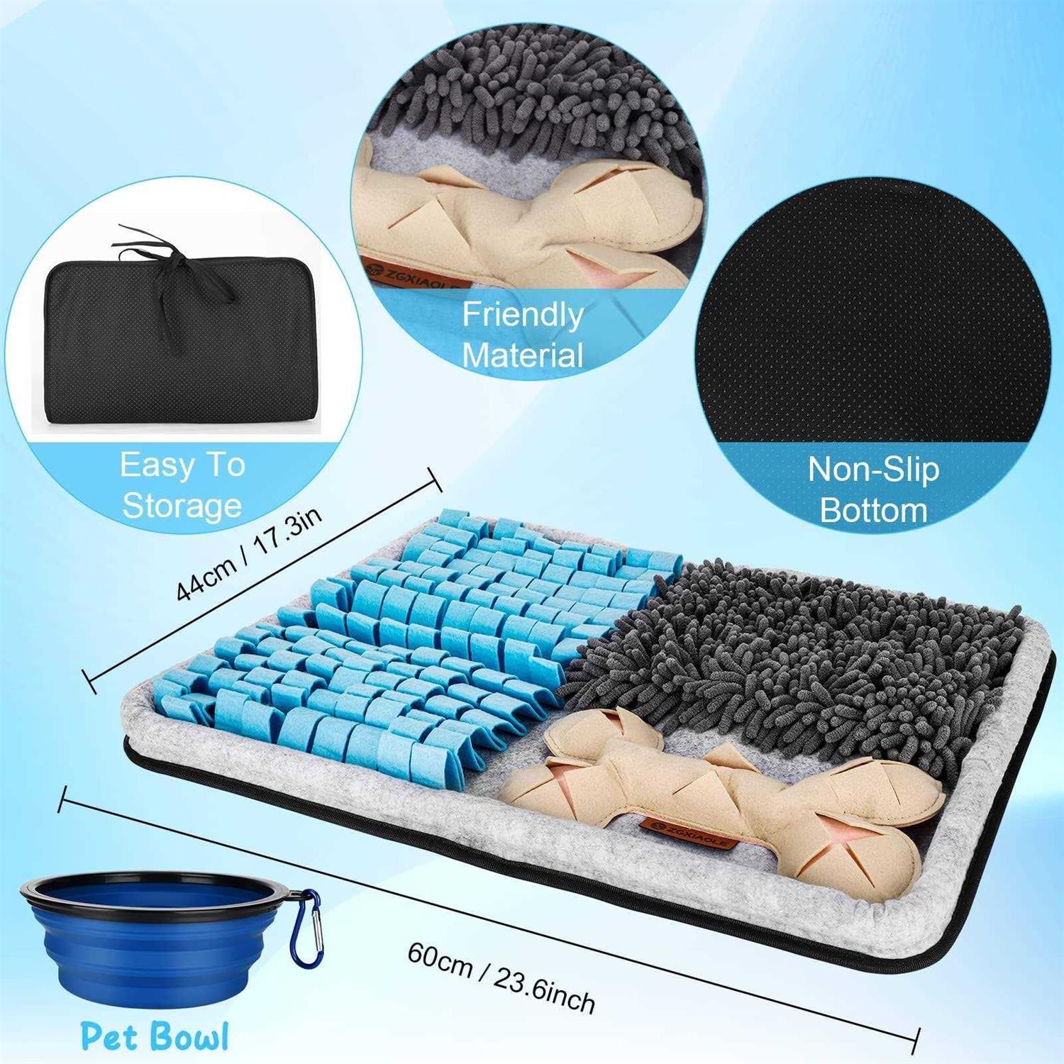 ZGXIAOLE Snuffle Mat for Dogs, Interactive Feed Mat for Boredom, 17.3×23.6 Pet Foraging Mat for Smell Training and Slow Eating with Stress Relief - Healthber