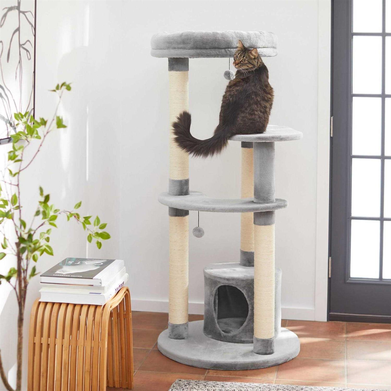 Frisco 59.5-in Heavy Duty Faux Fur Cat Tree Condo - Healthber