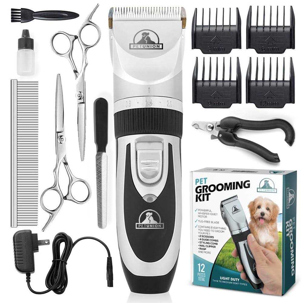 Pet Union Professional Dog Grooming Kit Cordless Low Noise Dog Clippers for Grooming Thick Coats - Healthber