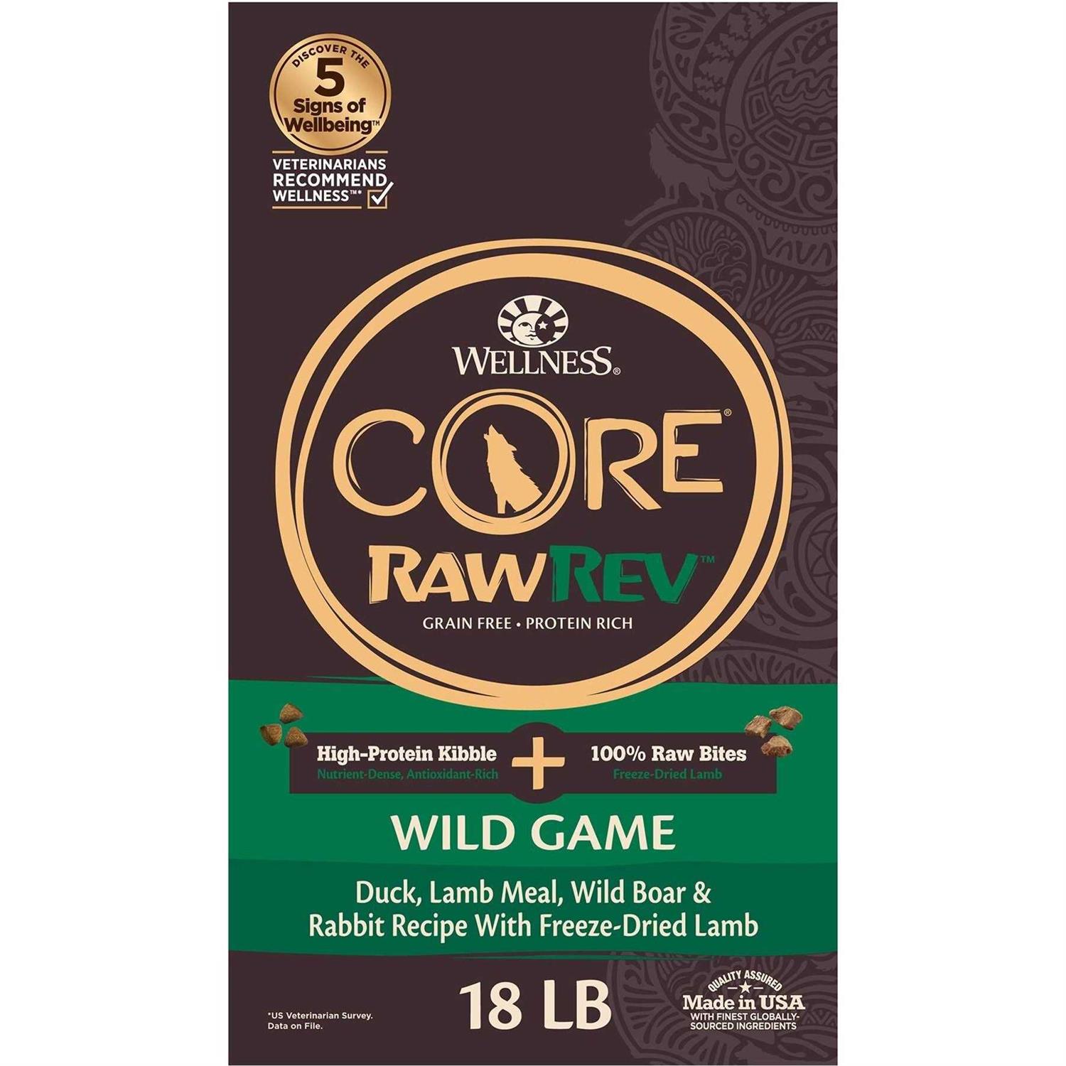 Wellness Core RawRev Natural Grain Free Wild Game Freeze Dried Dry Dog Food - Healthber