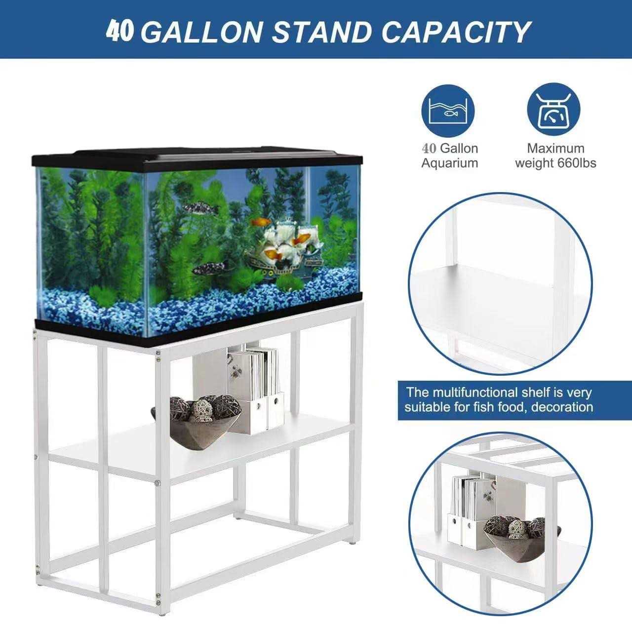 WSYFC 40 Gallon Fish Tank Stand, with Storage Shelf 36.5 x 18.5 x 29.5 Inch Aquarium Stand, Turtle Tank, Reptile Terrariums and Breeder Tank - Healthber
