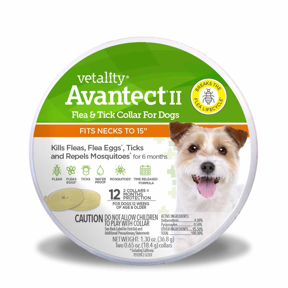 Vetality Avantect II Flea & Tick Collar for Dogs, 2 pack - Healthber