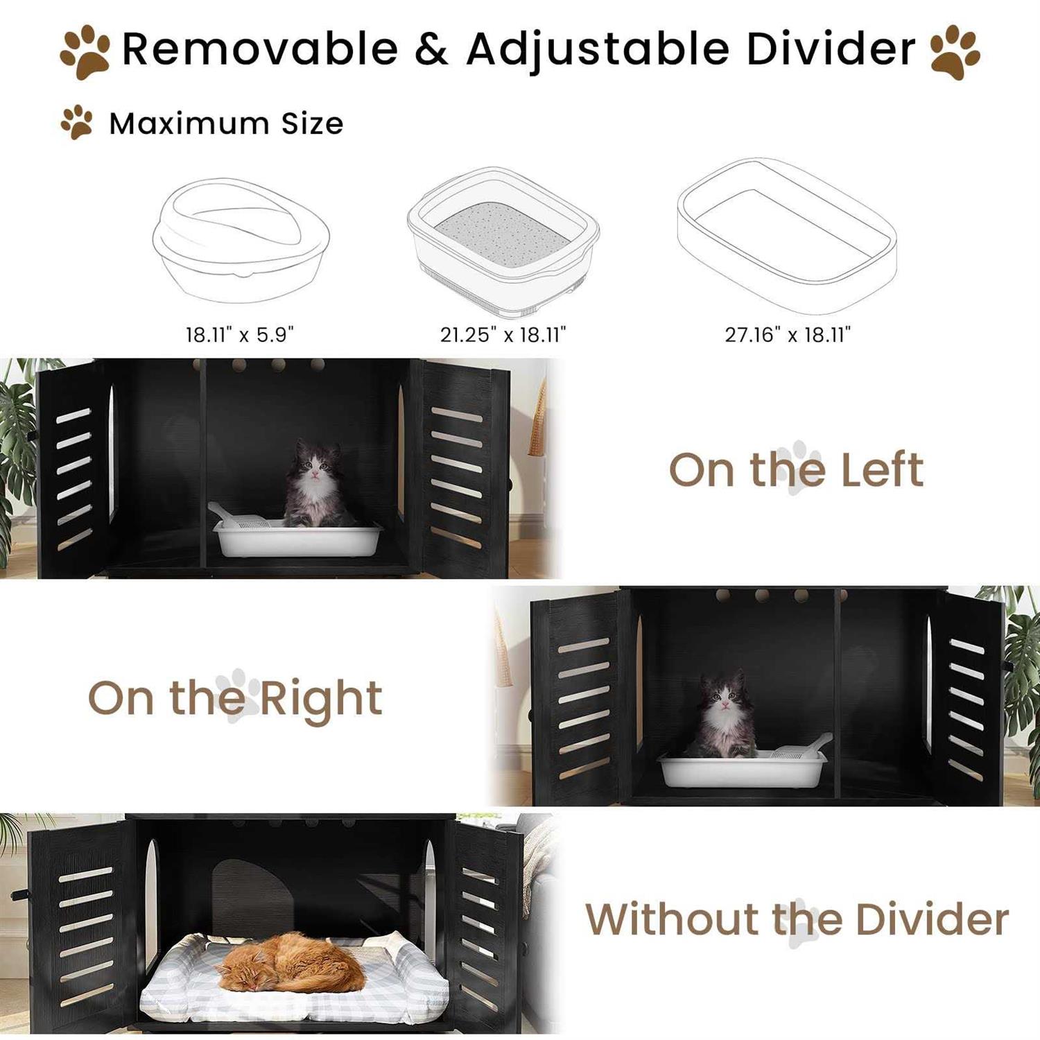 Recaceik Cat Litter Box Enclosure with Cat Tree Hidden Cat Washroom Furniture with Divider - Healthber