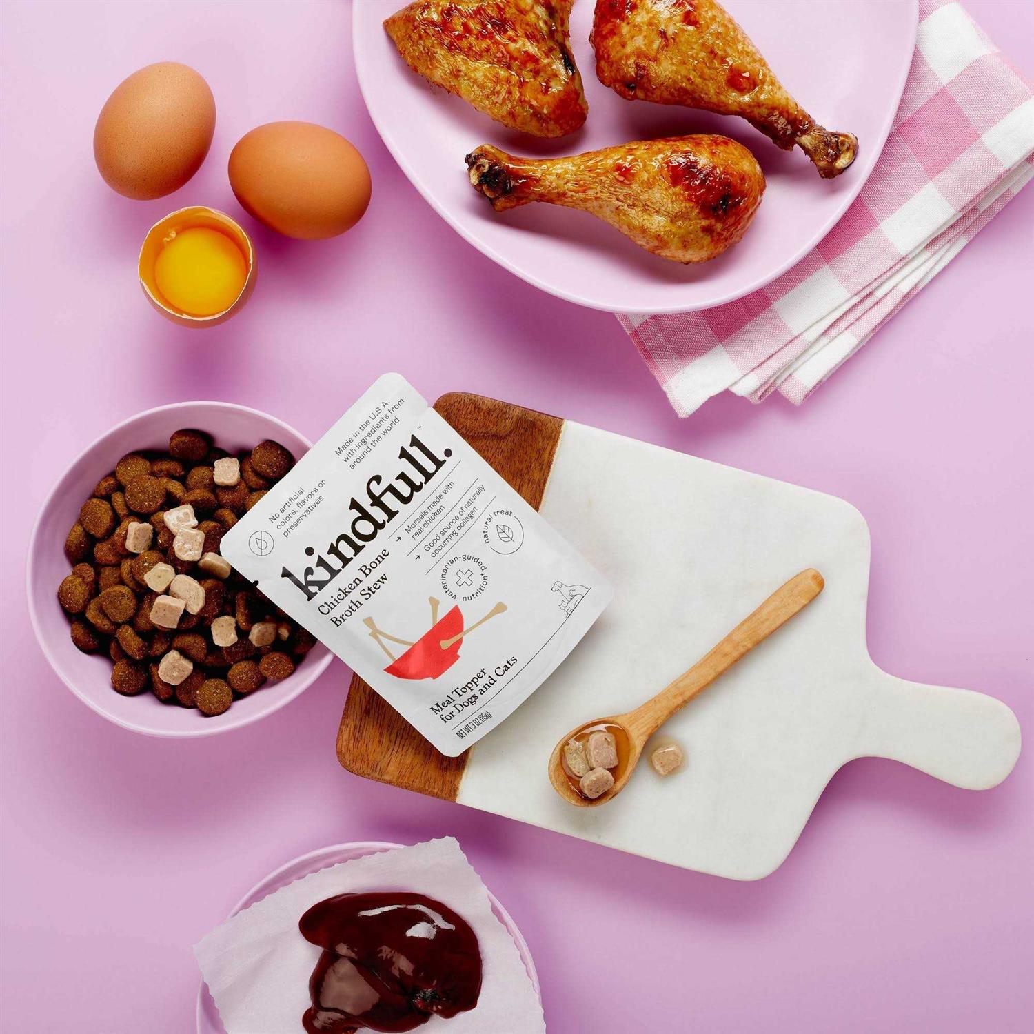 Kindfull Chicken Bone Broth Stew Wet Meal Topper for Dog and Cat Food - Healthber