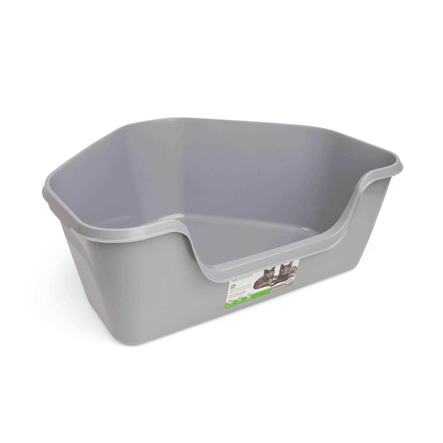 So Phresh High-Back Corner Grey Litter Box - Healthber