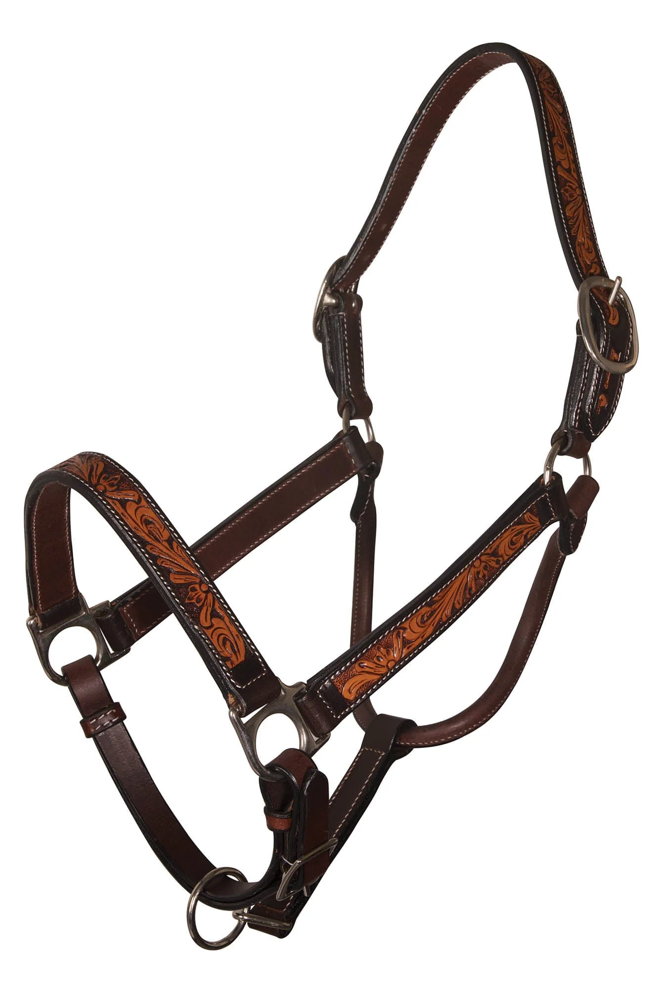 Two-Tone Floral Leather Halter for Horses - Healthber