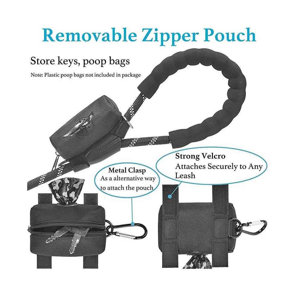 Iyoshop 6 FT Durable Slip Lead Dog Leash with Zipper Pouch, Padded Handle and Highly Reflective Threads - Healthber