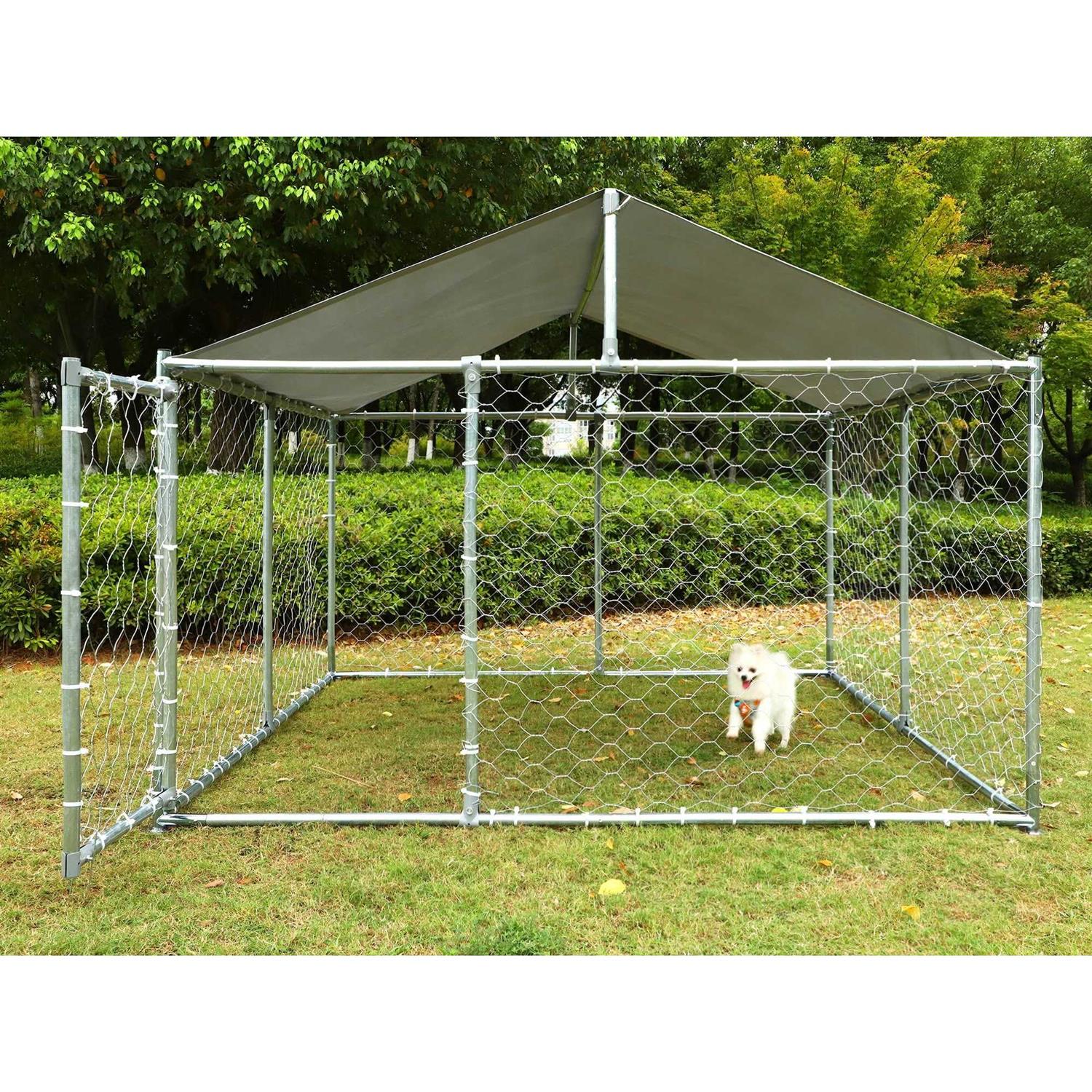 Magic Union Outdoor Dog Kennel,Large Dog Playpen Outdoor Dog Fence for Backyard Dog Run with Waterproof Cover - Healthber