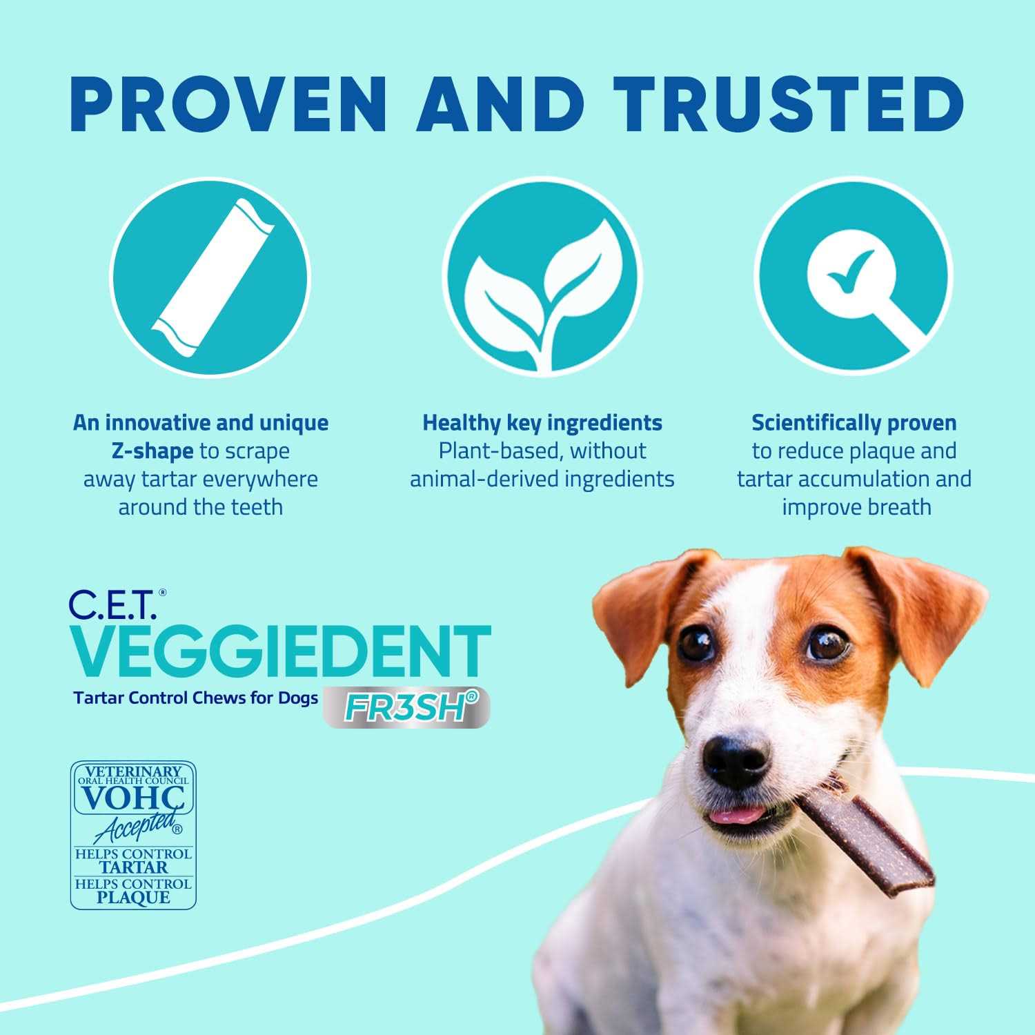 Virbac C.E.T. VeggieDent FR3SH Tartar Control Chews for Dogs - Healthber