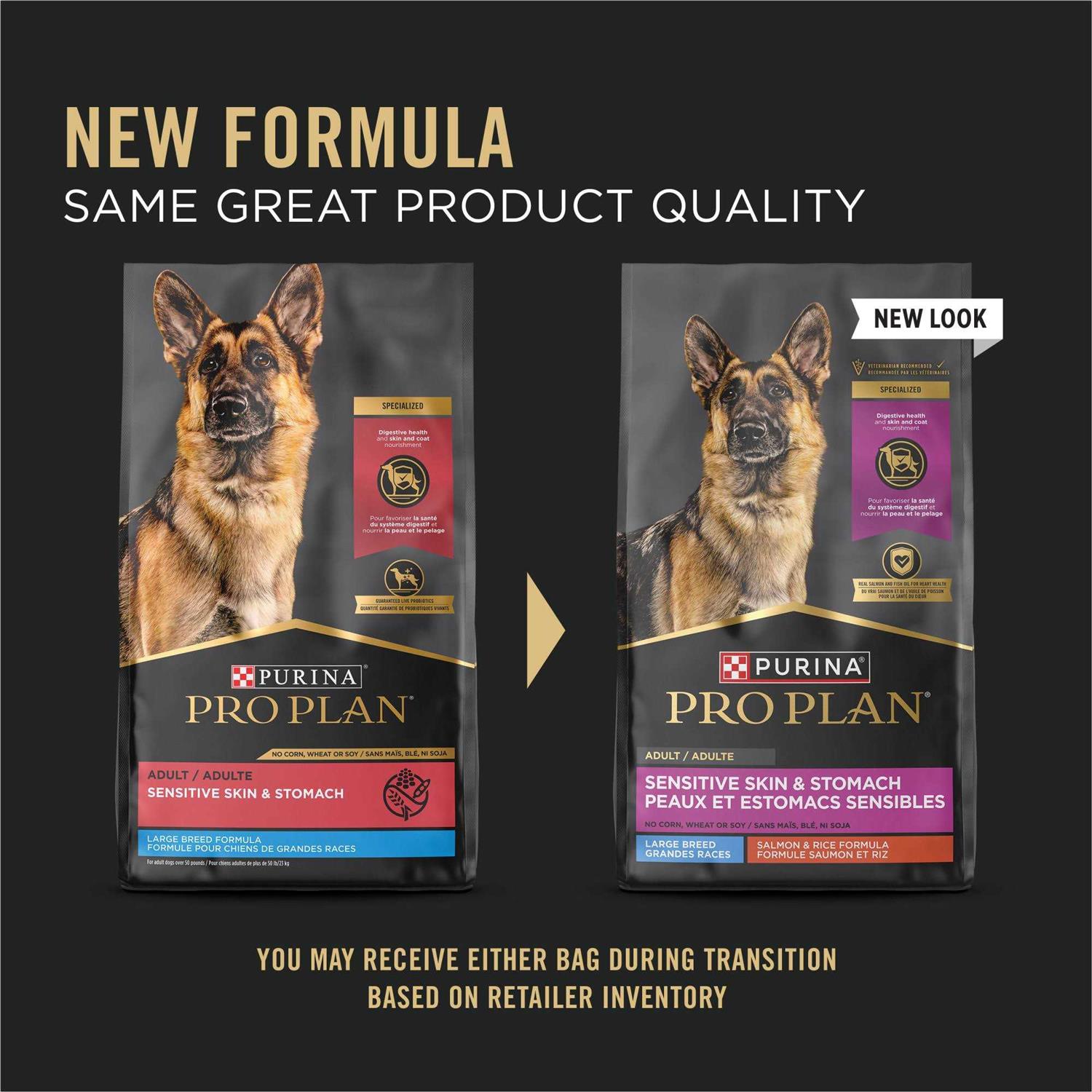 Purina Pro Plan Sensitive Skin & Stomach Salmon Adult Large Breed Formula Dry Dog Food, 34-lb bag - Healthber