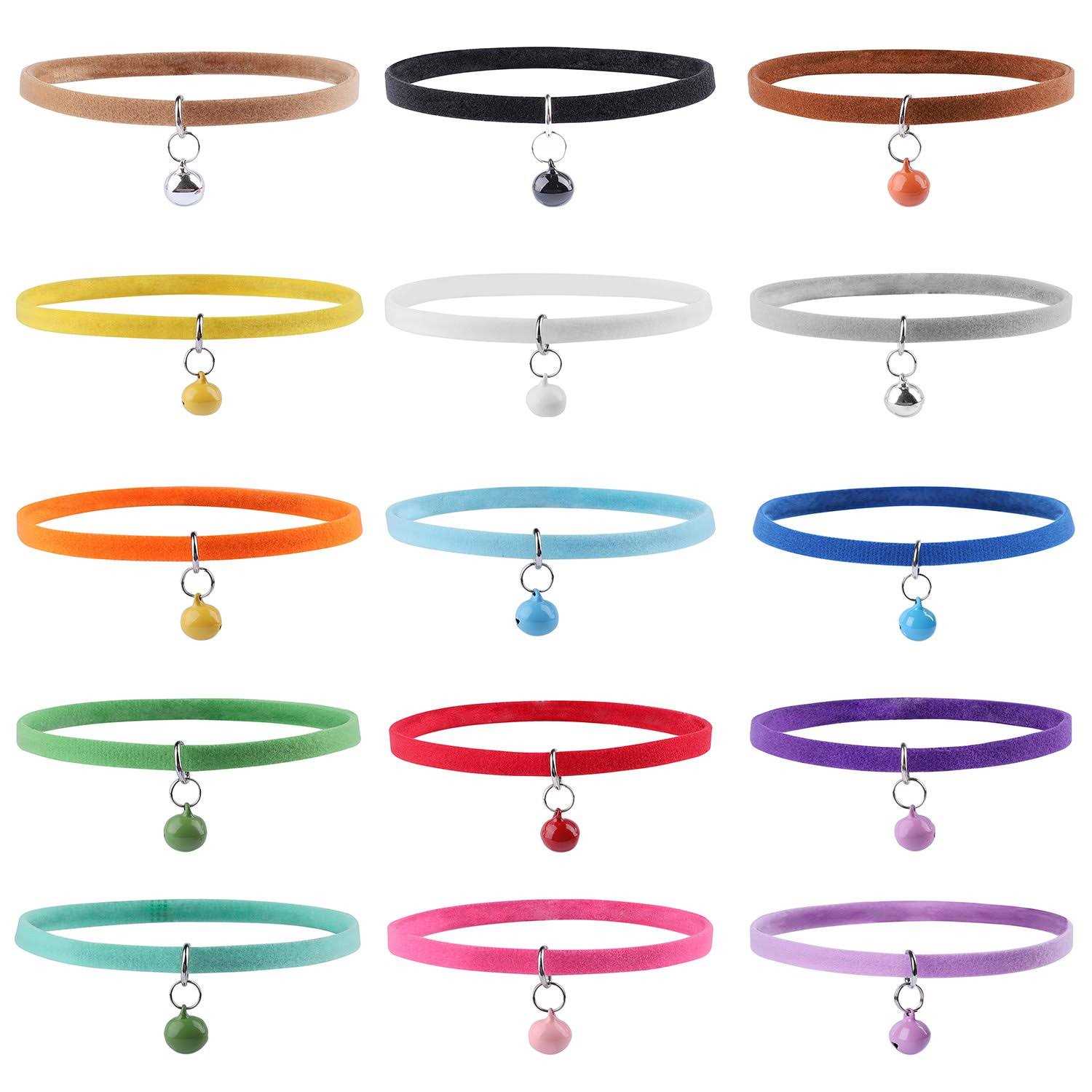 petpetssmart 15pcs Double Side Soft Plush Puppy Id Collars with Bells for Dog and Cat - Healthber