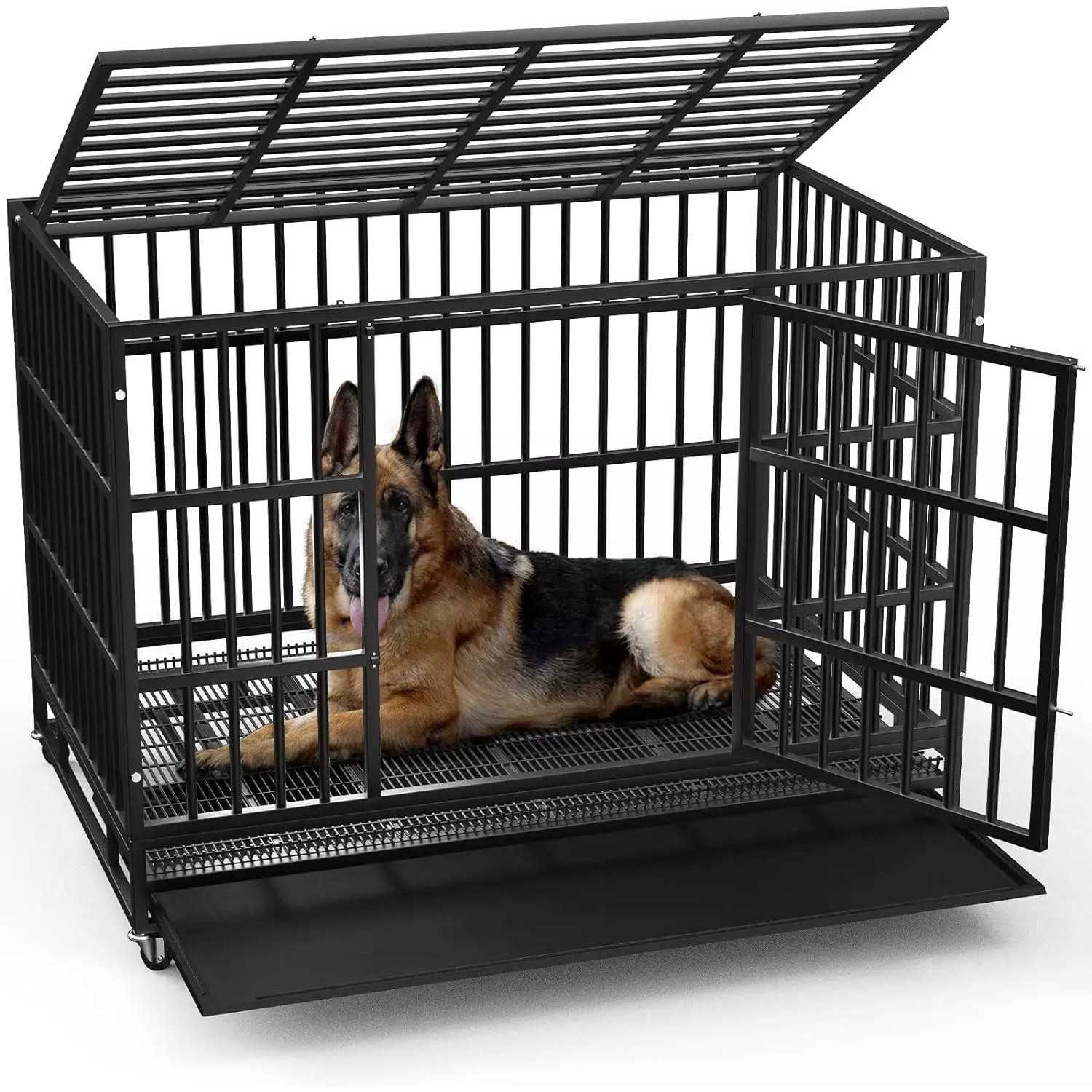 Vitesse Heavy Duty Indestructible high Anxiety Dog Crate cage for Outdoor and Indoor with Removable Tray - Healthber