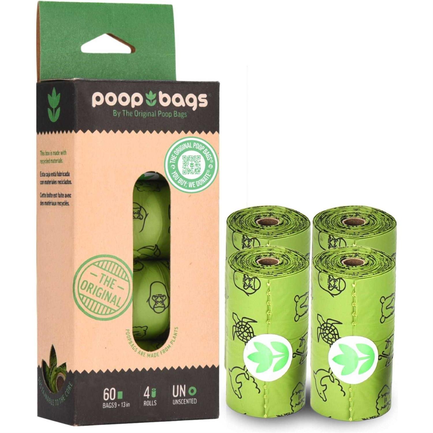 Poop Bags 60 Compostable Bags - Healthber