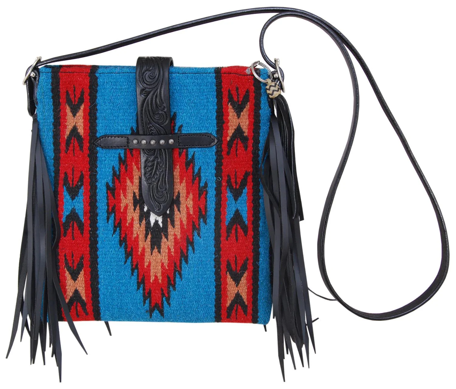 Rafter T Navajo Crossbody, Turquoise and Red - Healthber