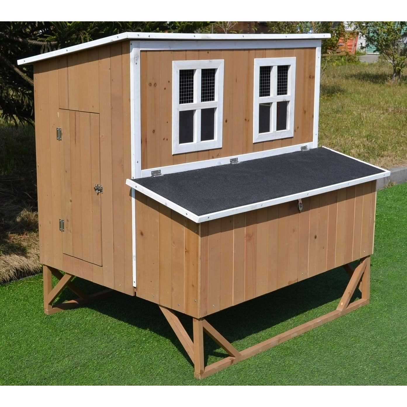 Omitree Large Wood Chicken Coop Hen House 4-8 Chickens 4 Nesting Box - Healthber