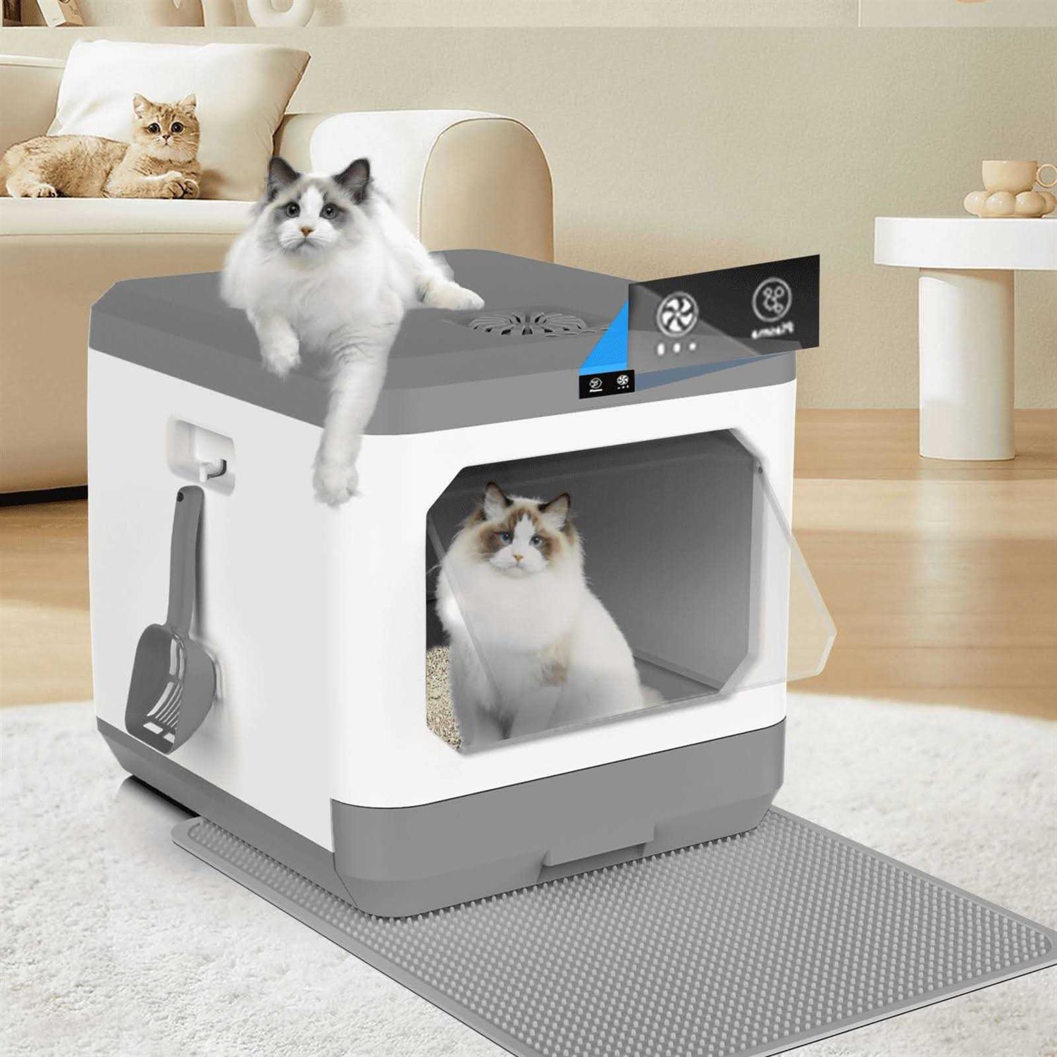 Arcwares Litter Box Large Cat Litter Box Enclosure Furniture Odor Removal - Healthber