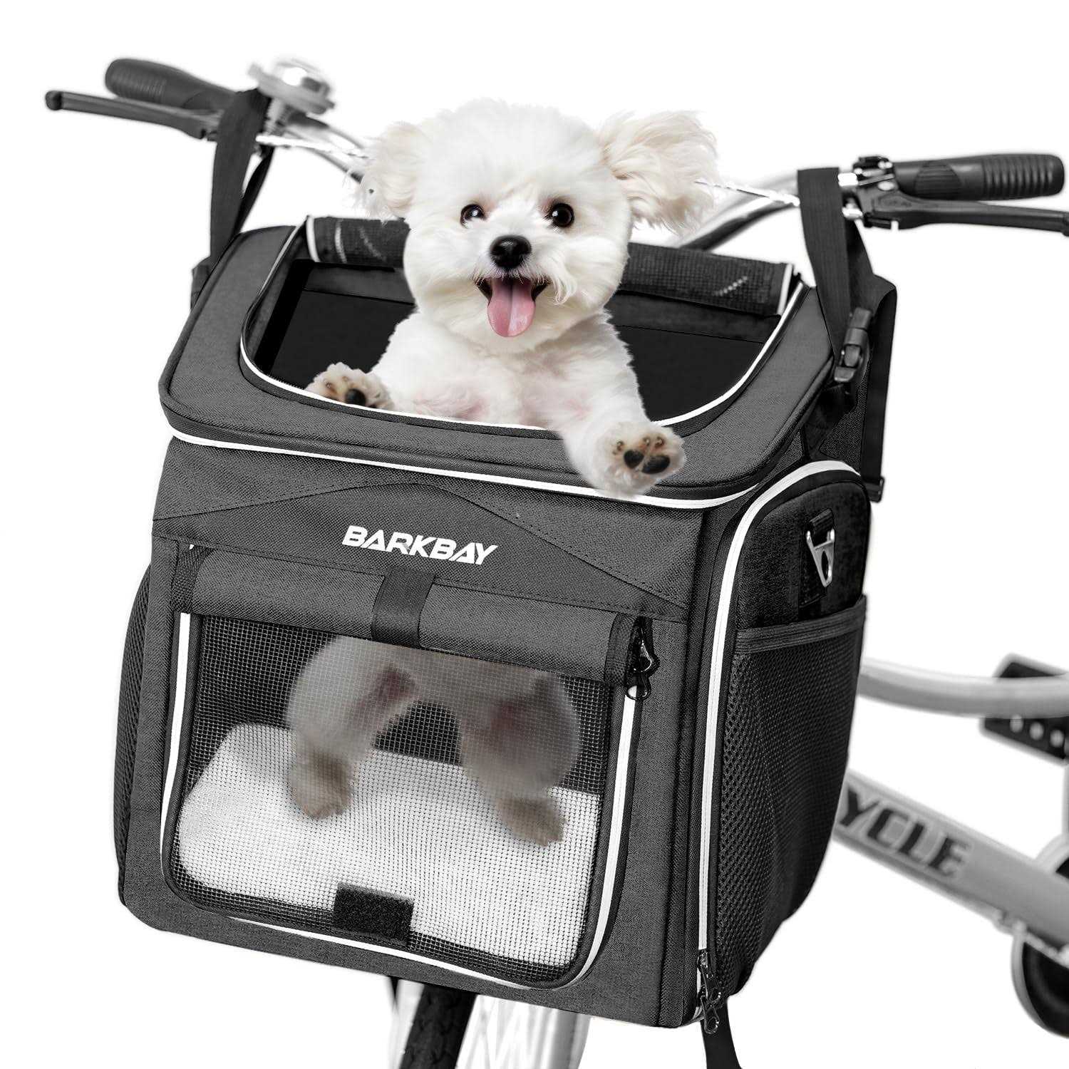 BARKBAY Dog Bike Basket Carrier Expandable Foldable Soft-Sided Dog Carrier - Healthber