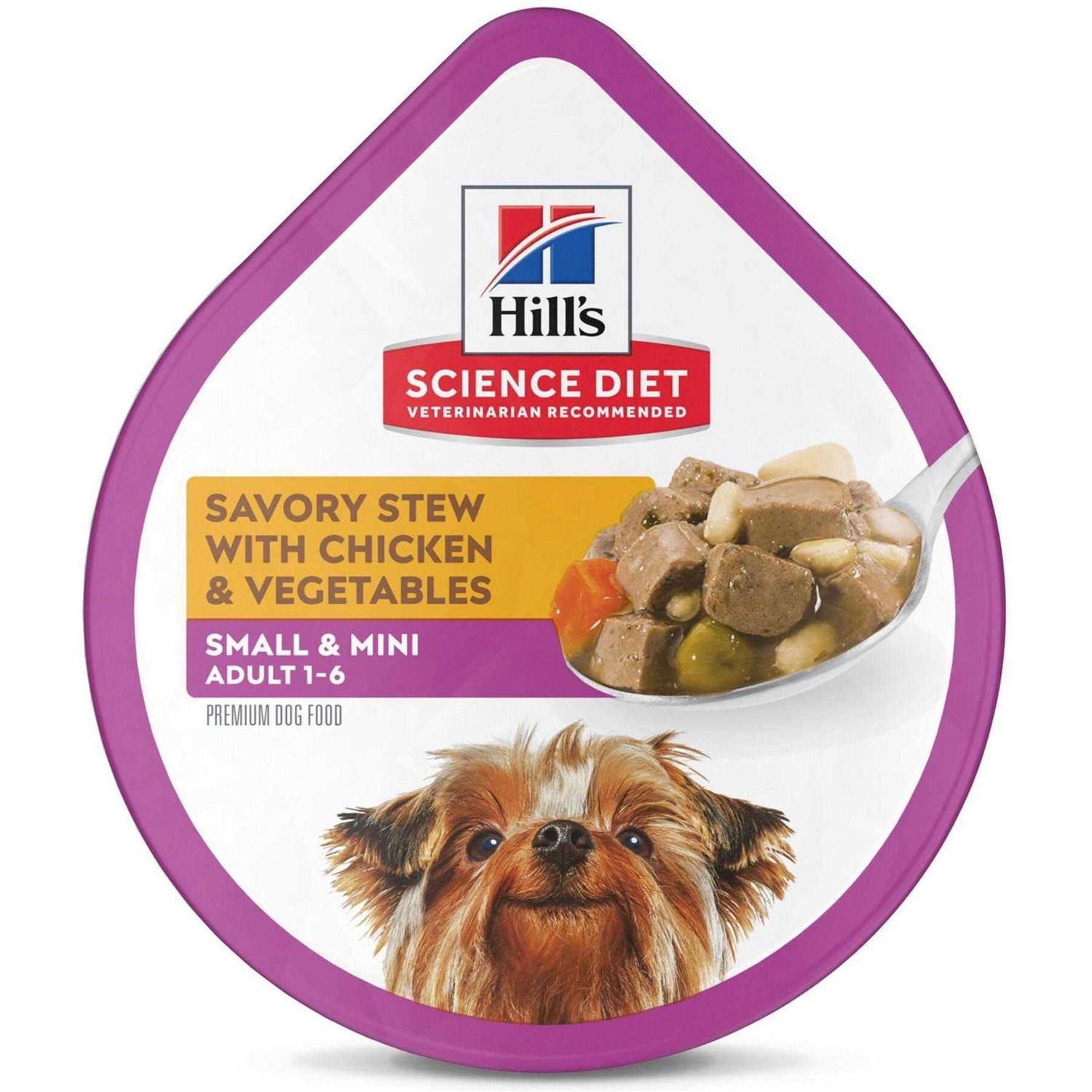 Hill’s Science Diet Adult Small Mini Savory Stew Chicken & Vegetable Wet Dog Food Trays - Healthber