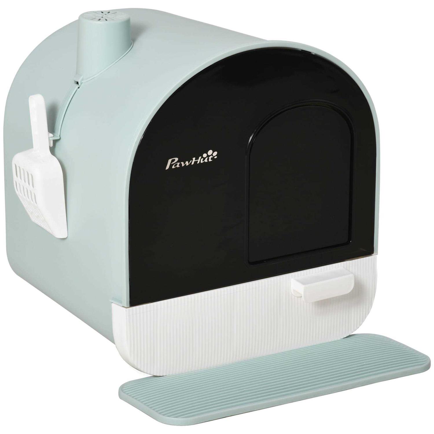 PawHut Cat Litter Box with Lid Covered Litter Box for Indoor Cats with Tray - Healthber