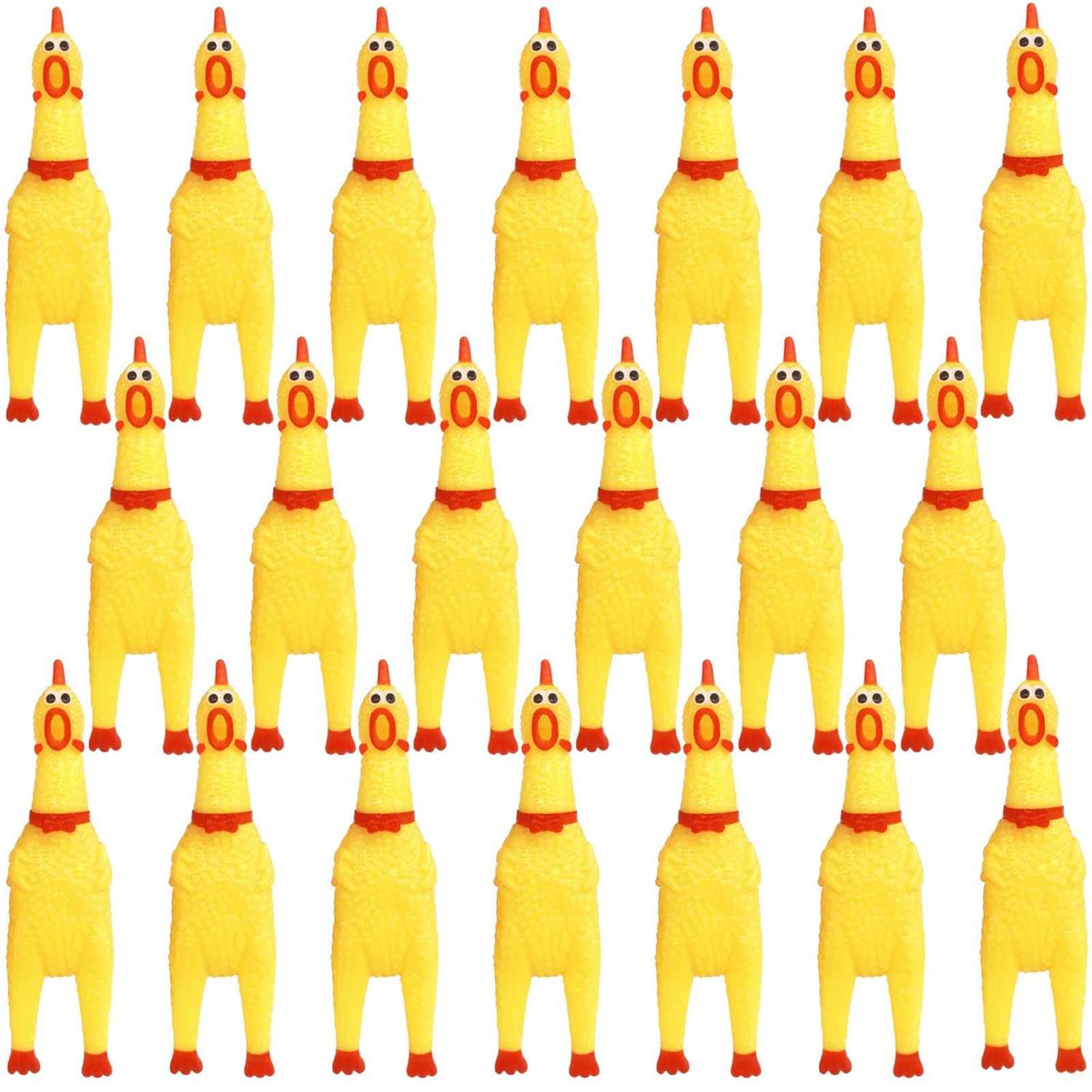Zddaoole 20 Pcs Rubber Chicken,Screaming Chicken,Squeeze Chicken,Yellow Rubber Squaking Dog Toys,Prank Novelty Noise Toy - Healthber