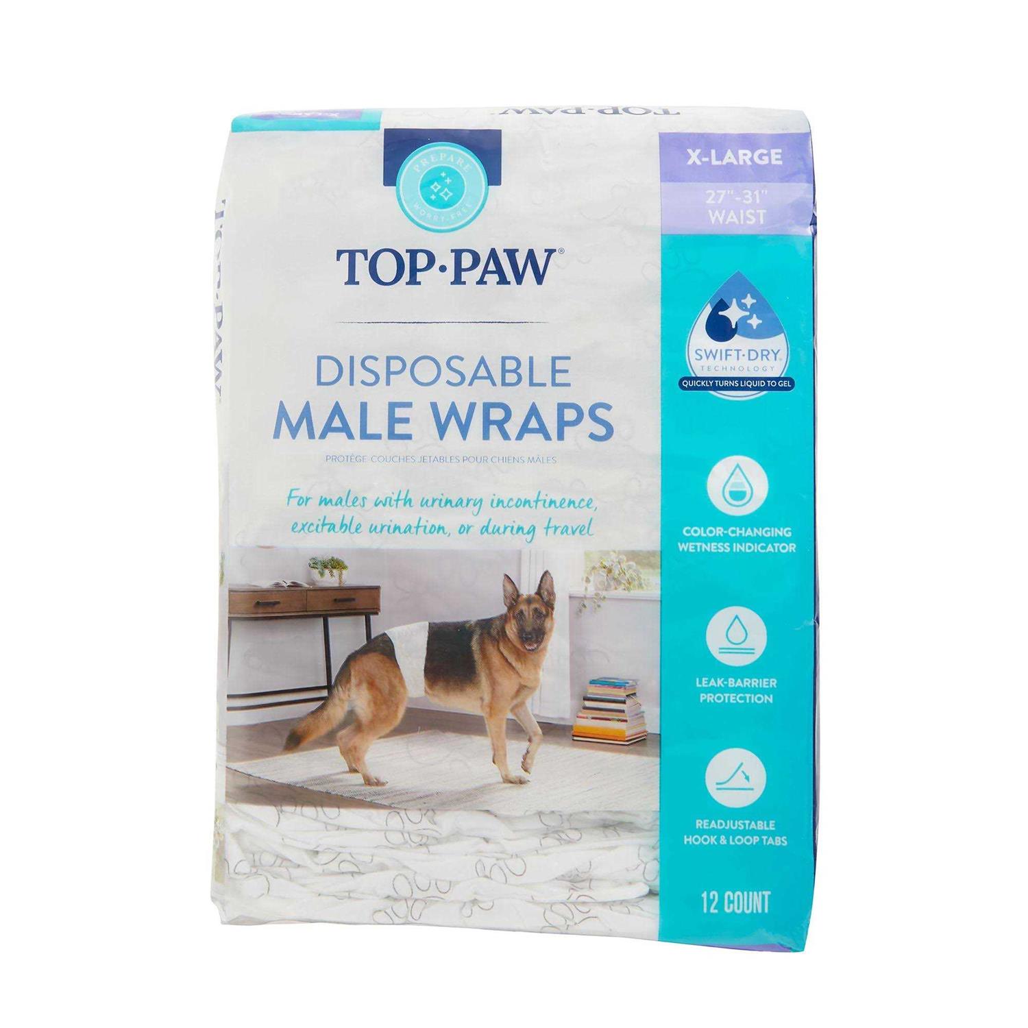 Top Paw Disposable Male Wrap Dog Diapers - Healthber