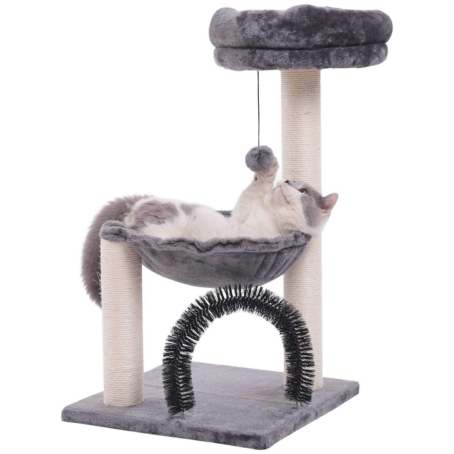 HOOPET cat Tree,27.8 INCHES Tower for Indoor Cats Multi-Level cat Tree with Scratching Posts Plush Basket & Perch Play Rest - Healthber