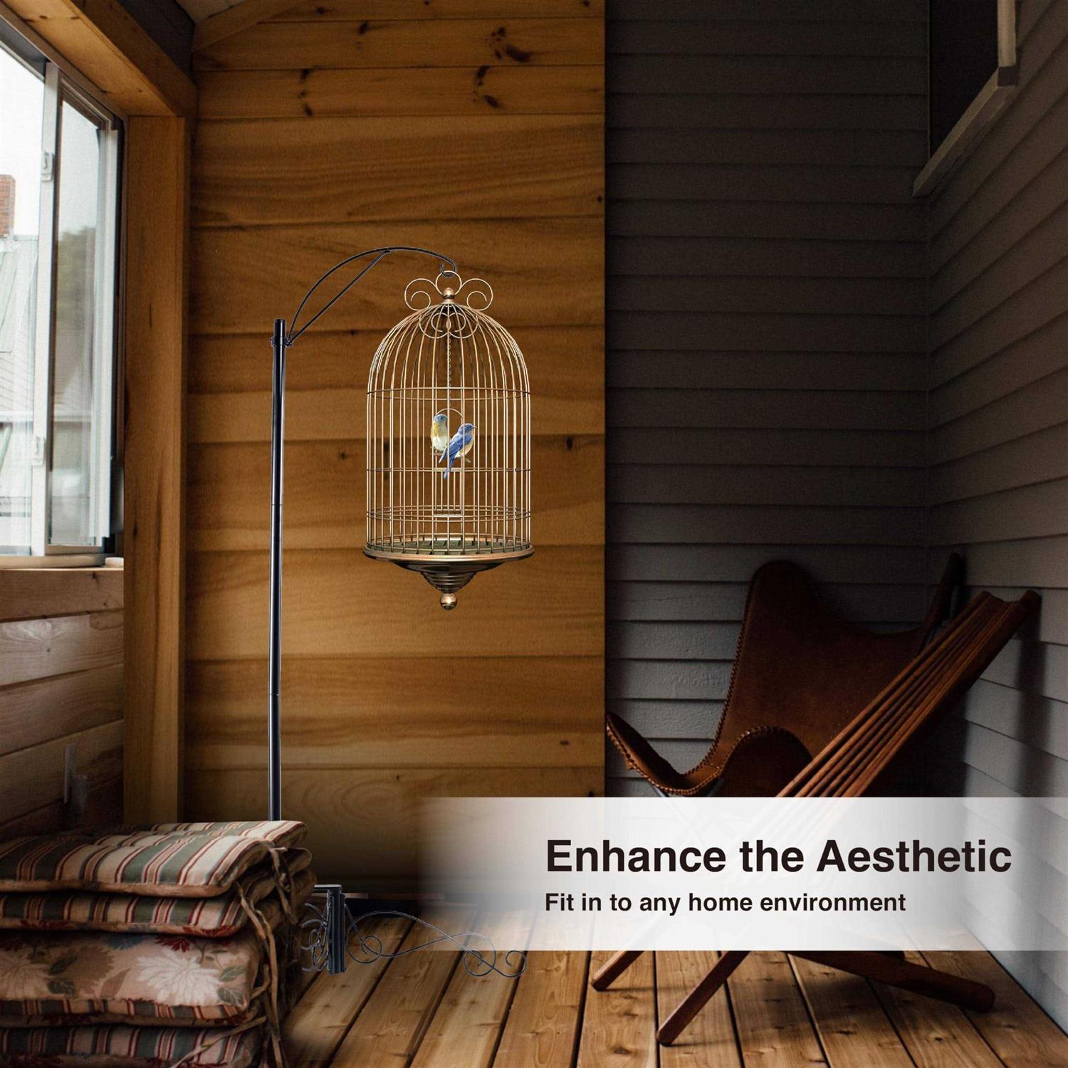 HOHIYA 61 Inch Bird Cage Stand Shepherd Hook Hanging for Pet Hummingbird Feeder Solar Light Lantern Hanging Plant Flower Basket Home Garden Max - Healthber