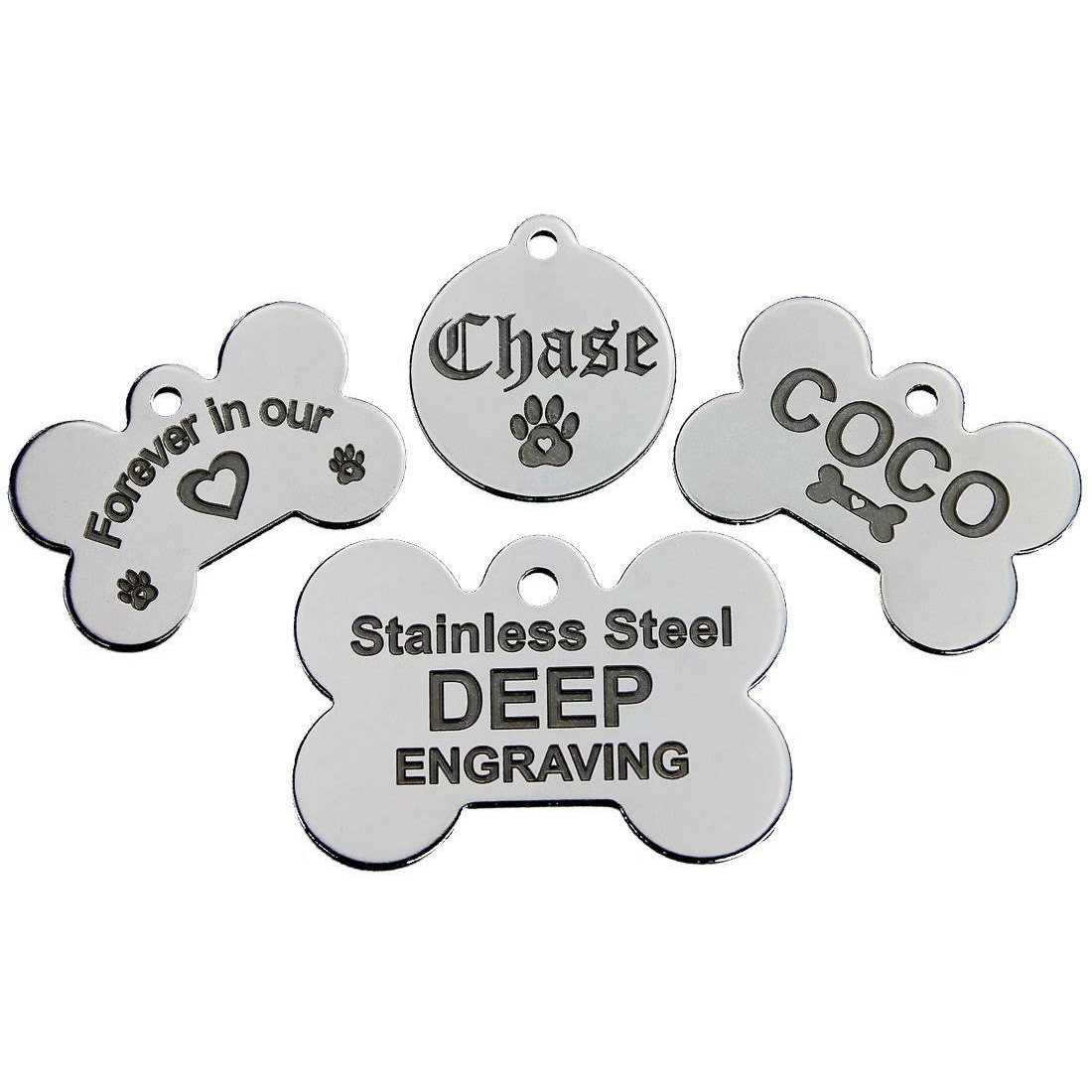 Pawsitively Pet Tags Stainless Steel Custom Deep Engraved Pet ID Tags Personalized Front and Back Dog Tags for Dogs and Cats - Healthber