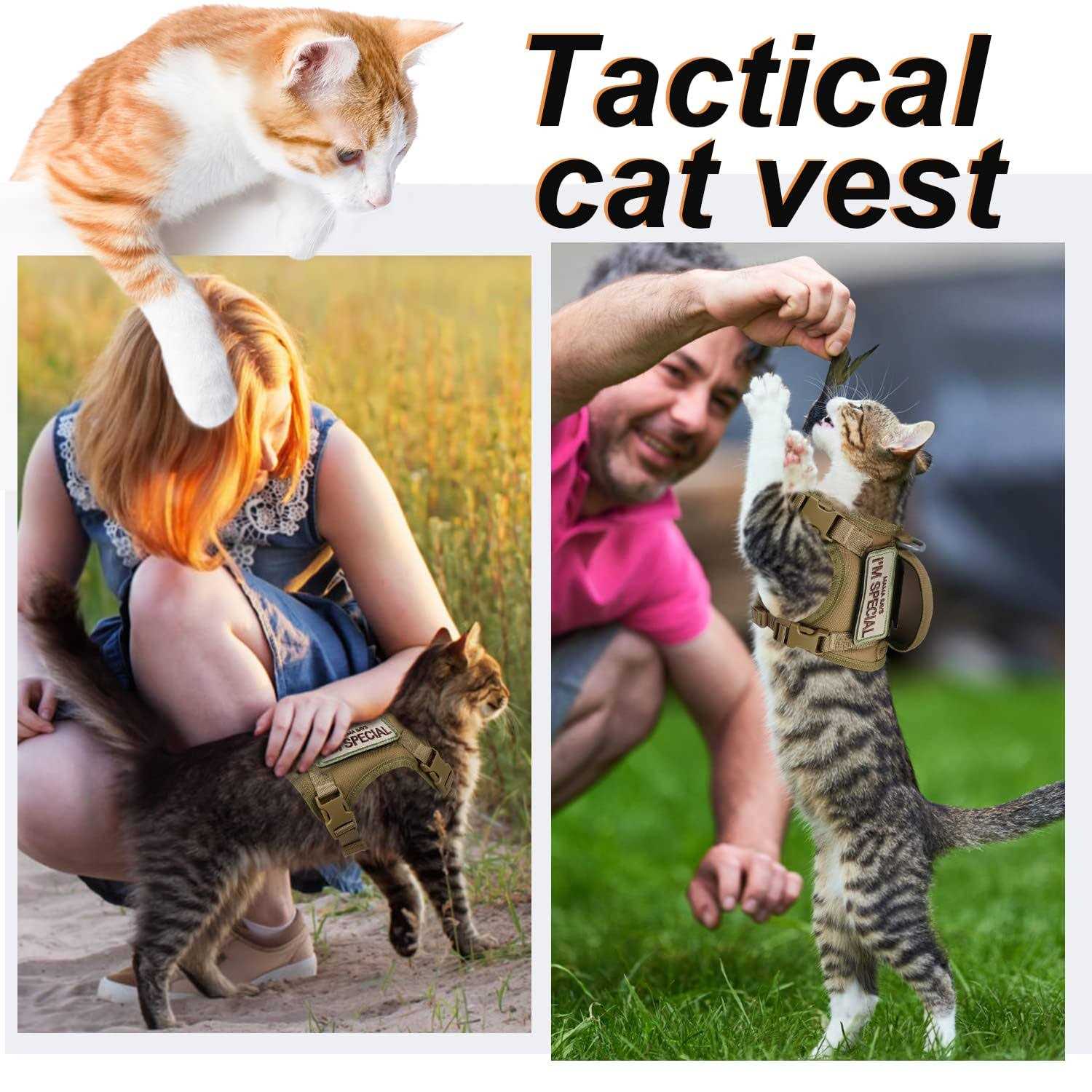augopapa Tactical Cat Harness for Walking Escape Proof Soft Mesh Adjustable Pet Vest Harness - Healthber