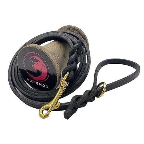 Ravenox 6 FT Braided Leather Dog Leash - Healthber