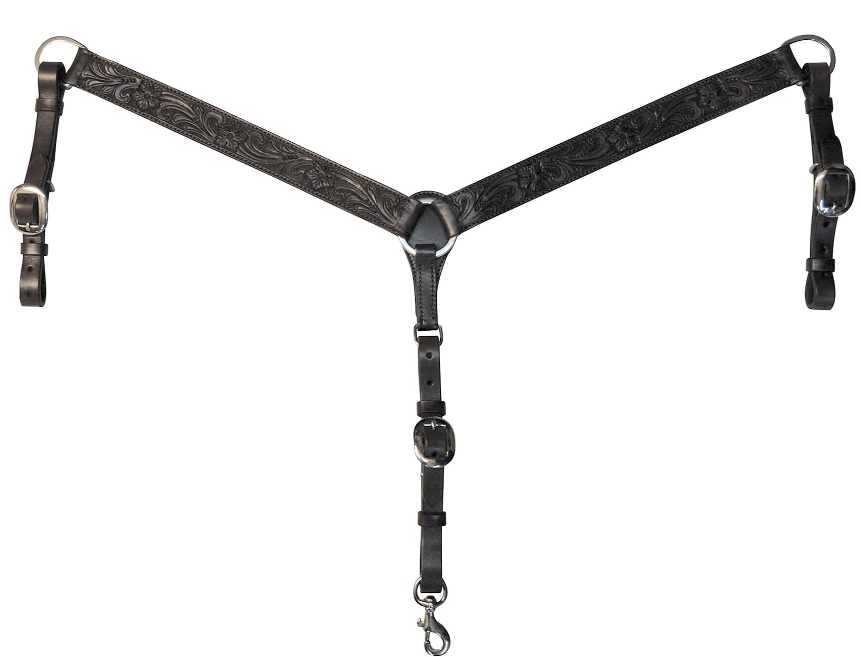 Circle Y Floral Tooled Breast Collar - Healthber