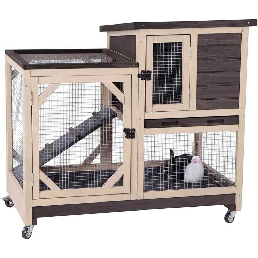 Aivituvin Large Indoor Rabbit Hutch with Pull out Tray - Healthber