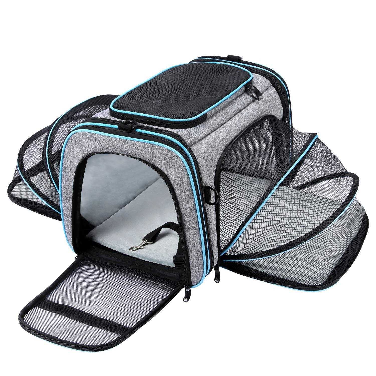MASKEYON TSA Airline Approved Soft Sided Pet Carrier 4 Expandable Large Travel Carrier Collapsible with 3 Removable Washable - Healthber