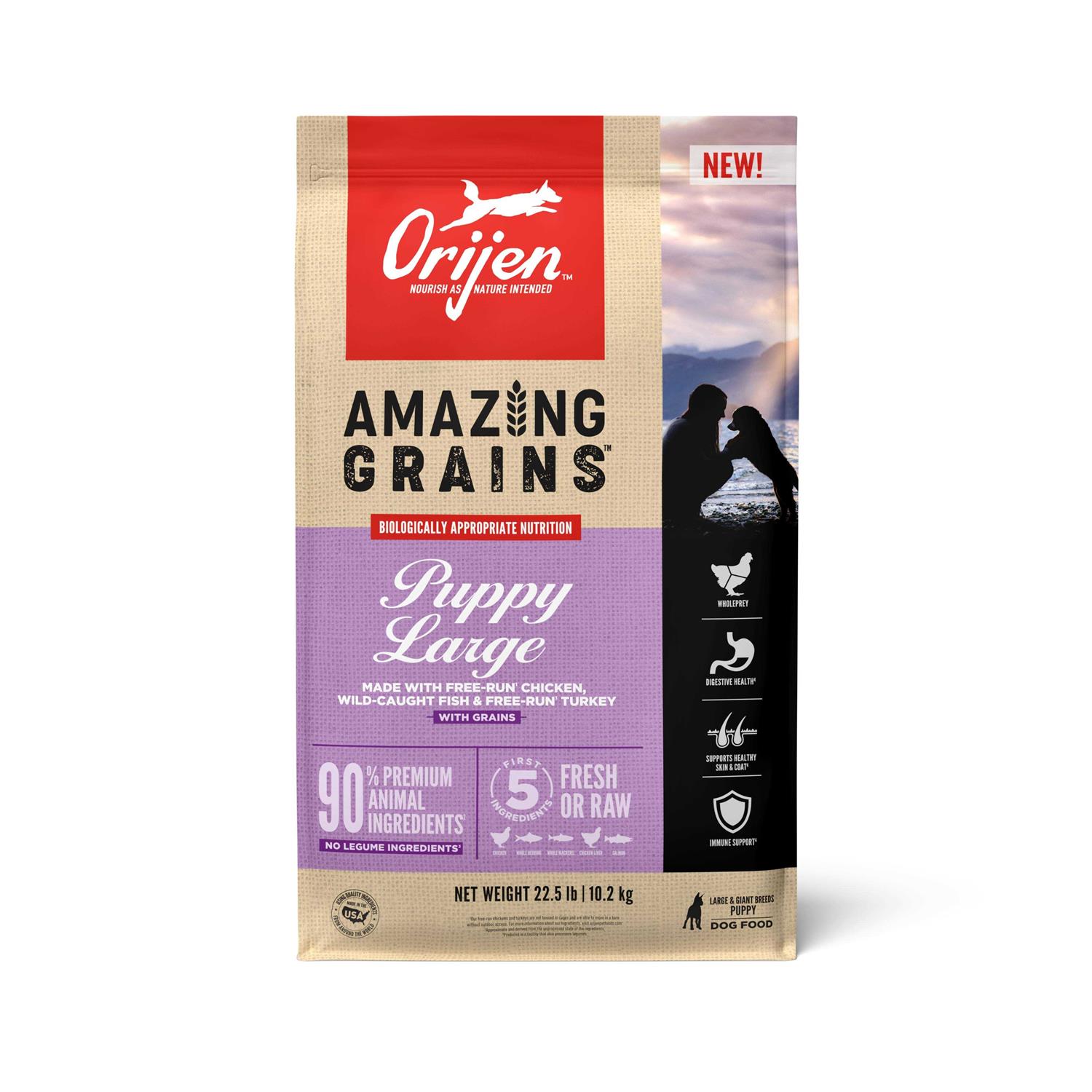 Orijen Amazing Grains Large Breed Puppy Dry Dog Food - Healthber