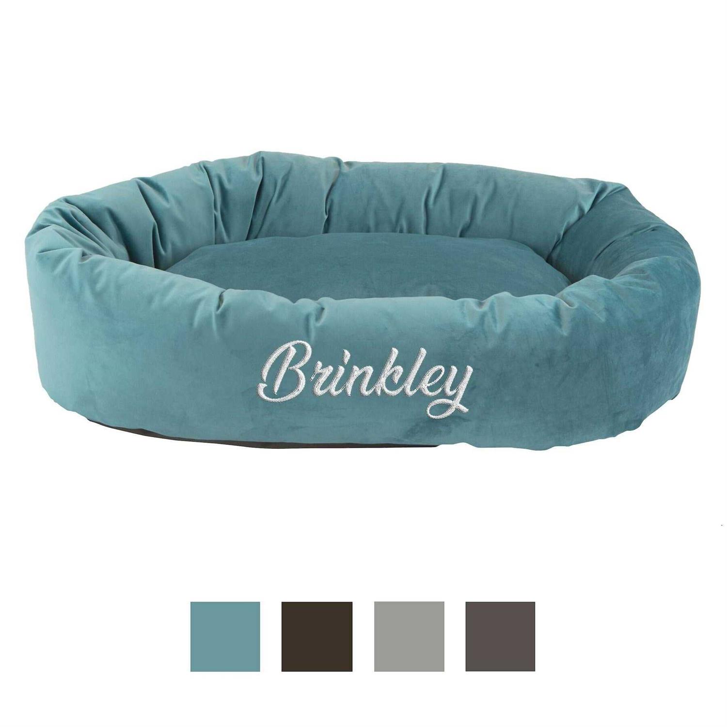 Majestic Pet Velvet Personalized Bagel Cat & Dog Bed - Healthber