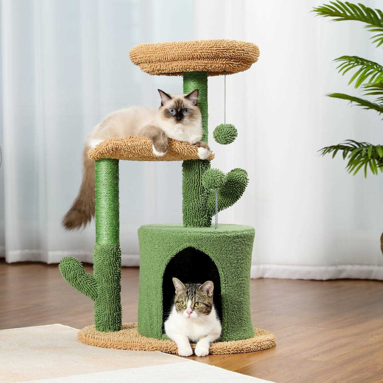 Pawz Road 32 inch Cat Tree Tower Cactus Sisal Scratching Posts Condo Perch for Indoor Kitty Small Cats - Healthber