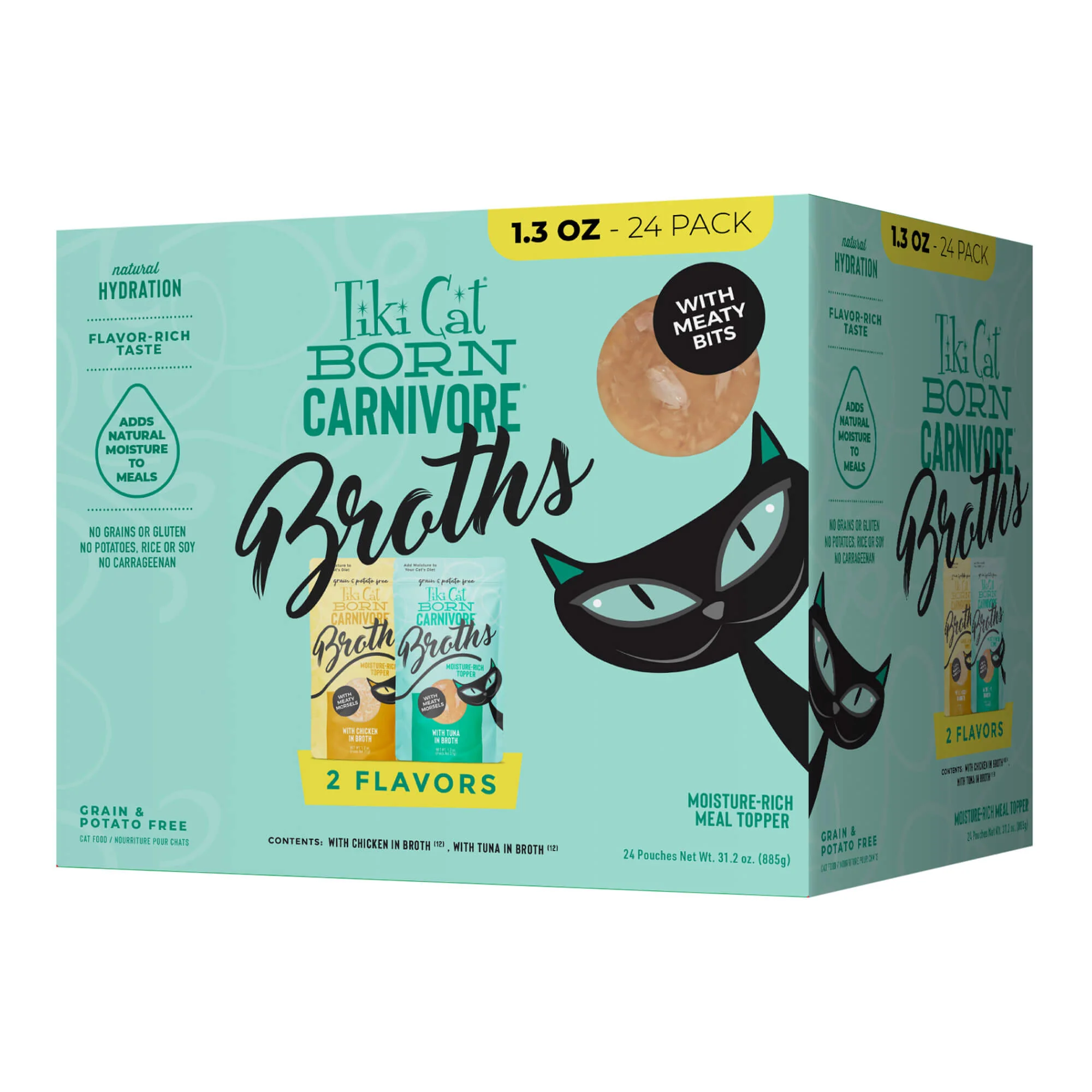 Tiki Cat Born Carnivore Broths Wet Cat Food Topper, Variety Pack - Healthber