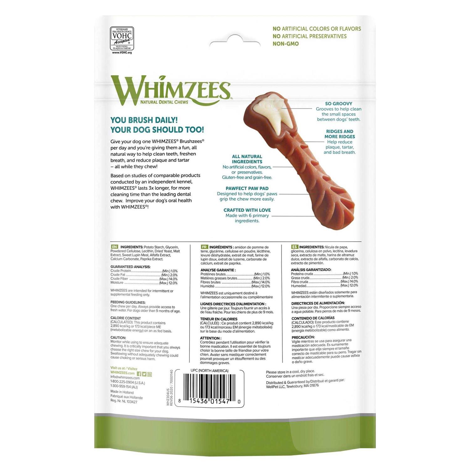 Whimzees Brushzees Dental Treats - Healthber