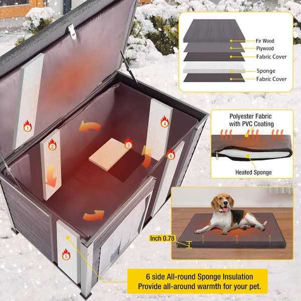 aivituvin Insulated Outdoor Dog House with Liner Inside Waterproof Roof - Healthber