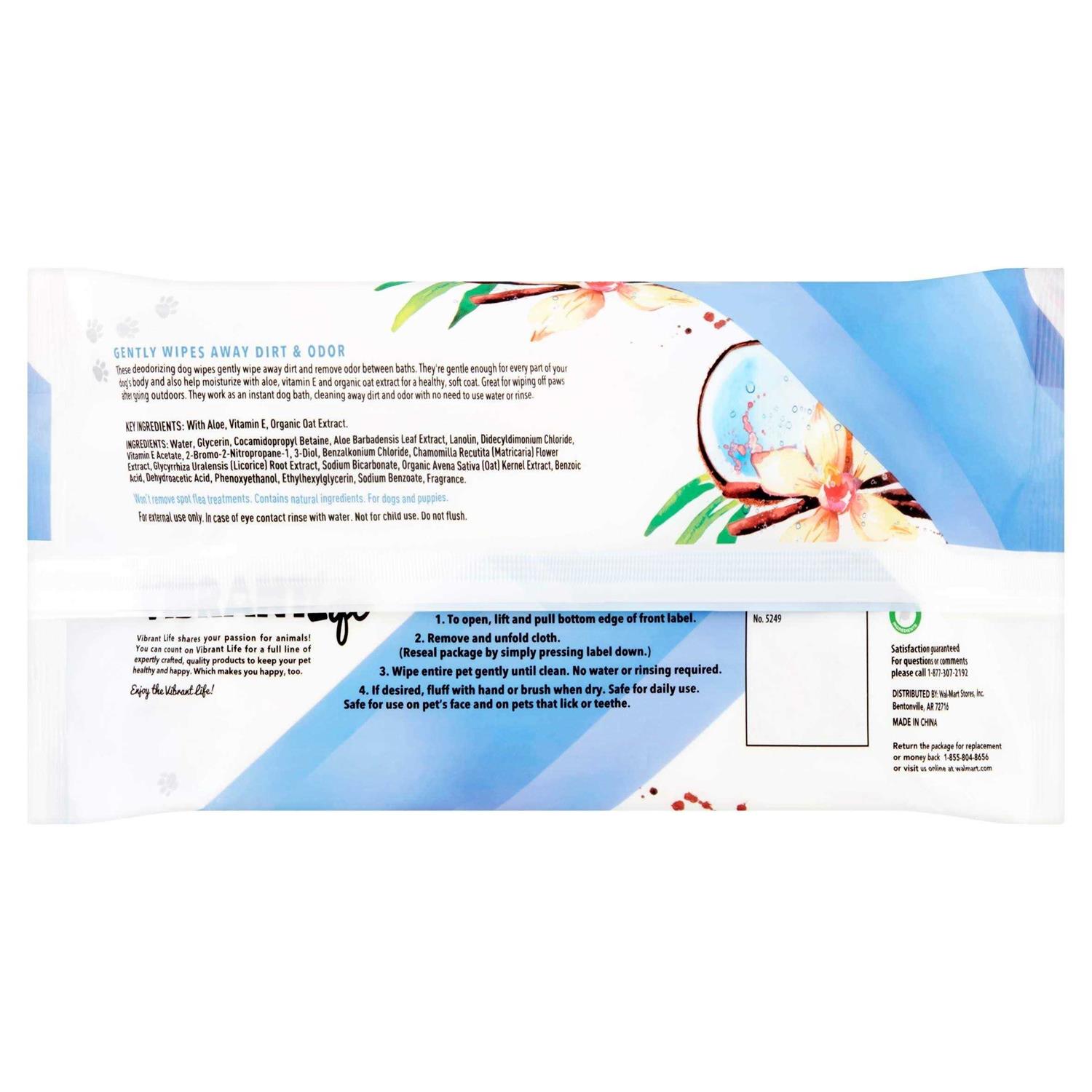 Vibrant Life Jumbo Deodorizing Wipes for Dogs & Puppies - Healthber