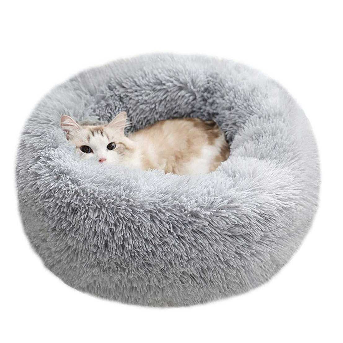 BODISEINT Modern Soft Plush Round Pet Bed for Cats or Small Dogs Mini Medium Sized Dog Cat Bed Self Warming Autumn Winter Indoor - Healthber