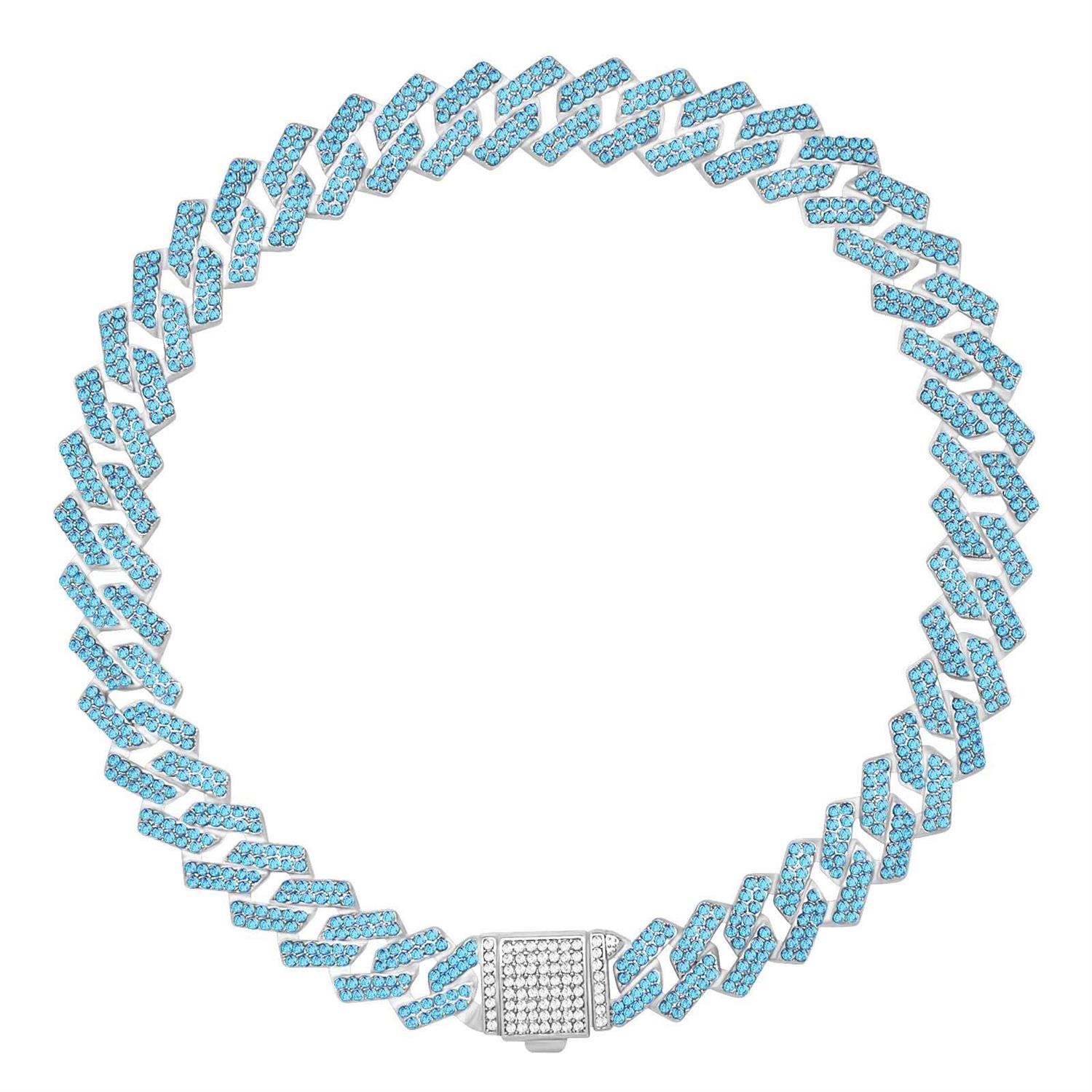 Metal Cuban Diamond Dog Chain Dog Training Chain with Secure Buckle Pet Collars for Large Medium Dogs - Healthber