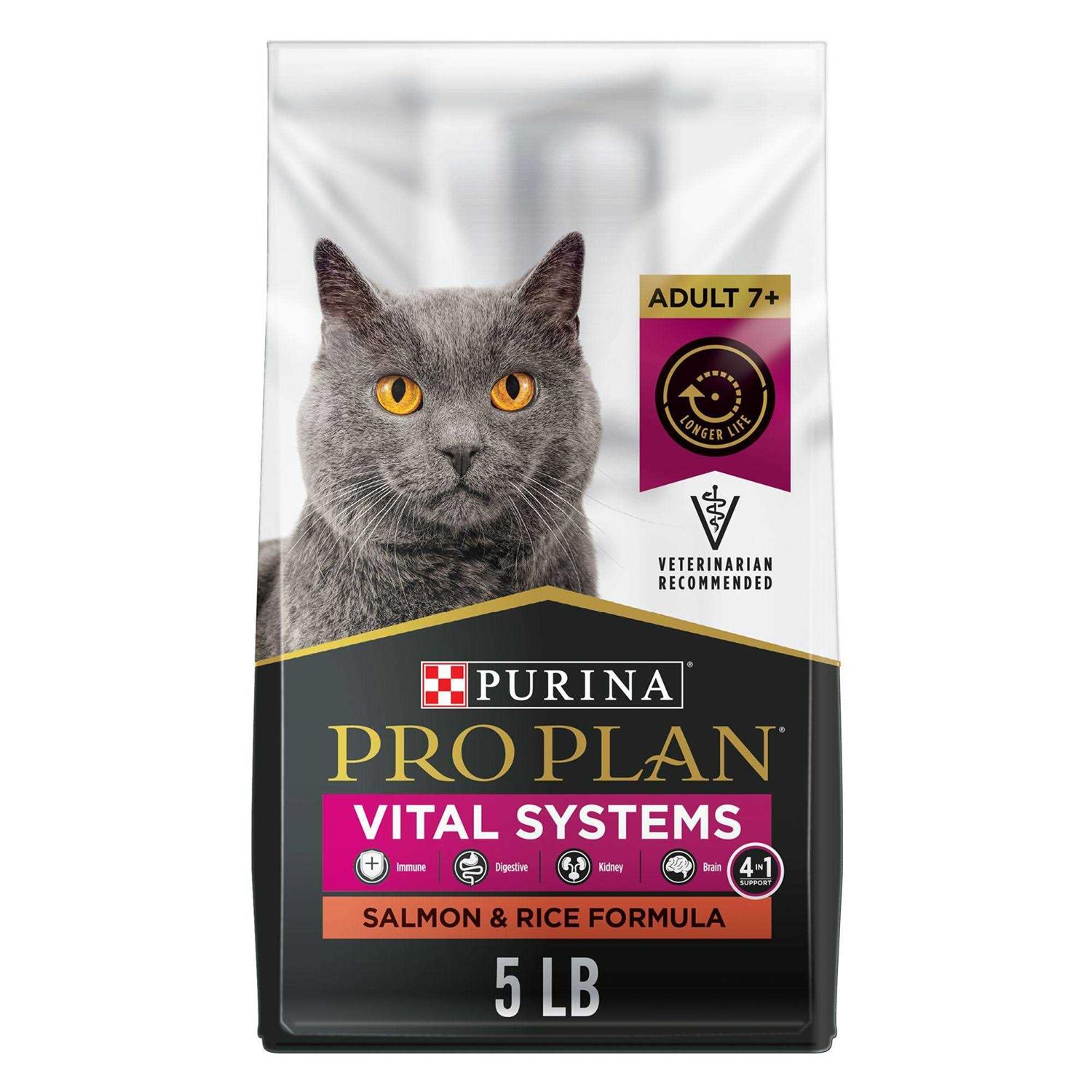 Purina Pro Plan Vital Systems Salmon and Rice 4-in-1 Formula Senior Dry Cat Food - Healthber
