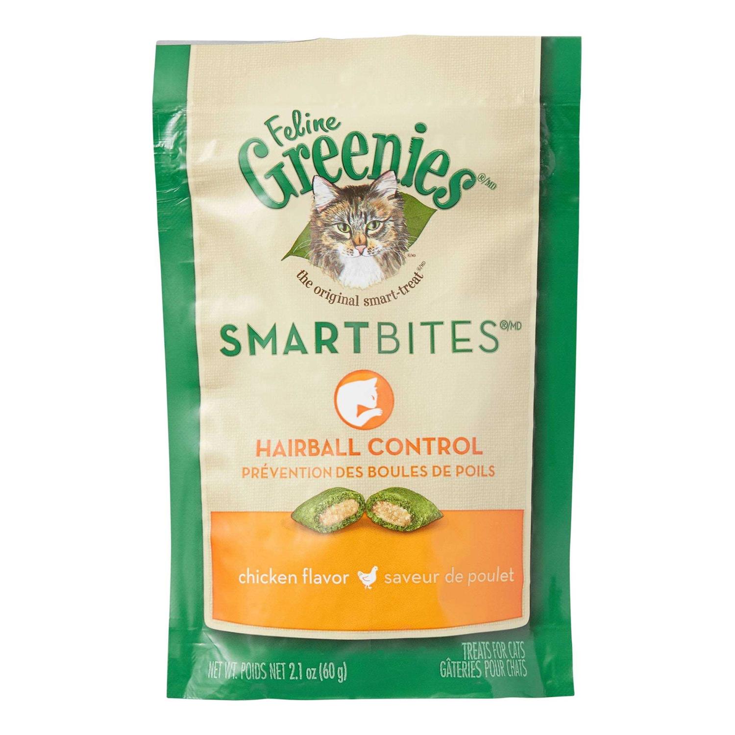 Feline Greenies Smartbites Hairball Control Chicken Flavor Cat Treats - Healthber