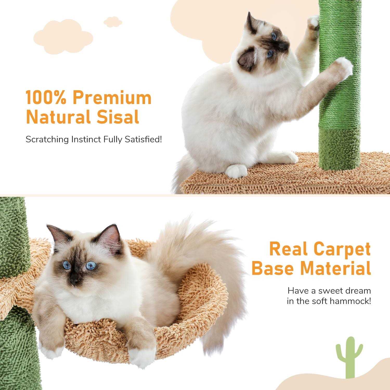 PAWZ Road Cactus Cat Tree Floor to Ceiling Cat Tower with Adjustable Height - Healthber