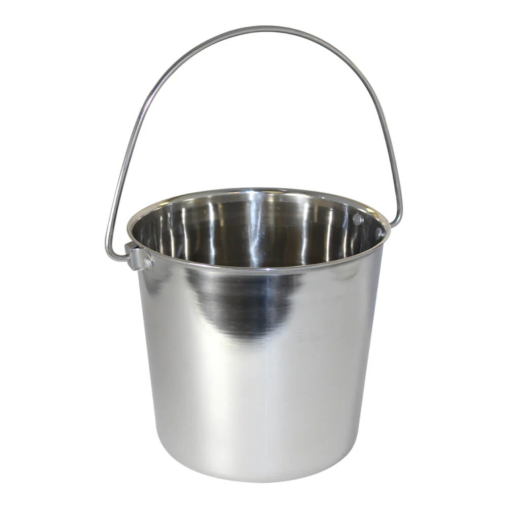 Stainless Steel Pail, Round with Rivets - Healthber